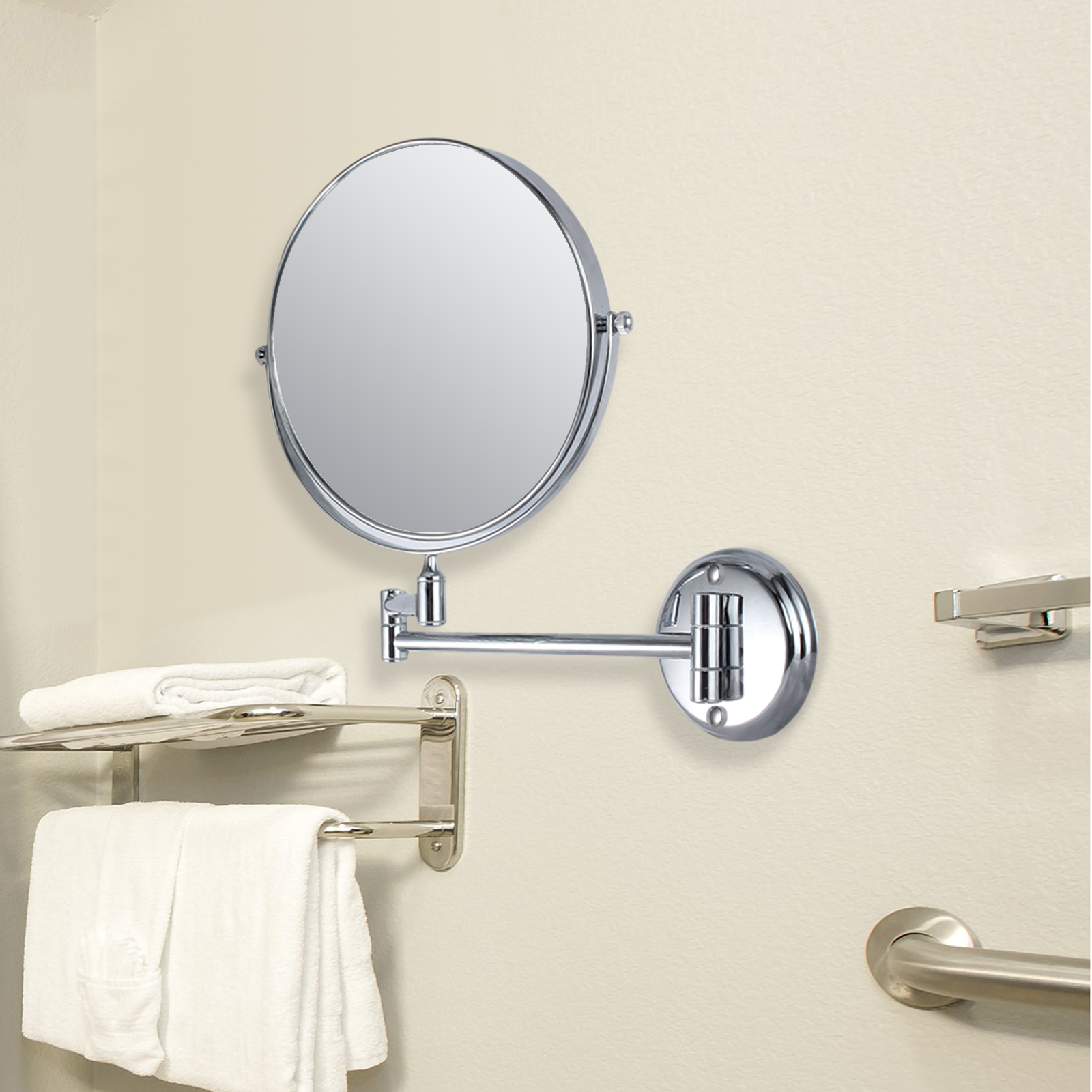 8 '' Espejo de Montaje en Pared 360° Cromo Dos Lados con Aumento 10X