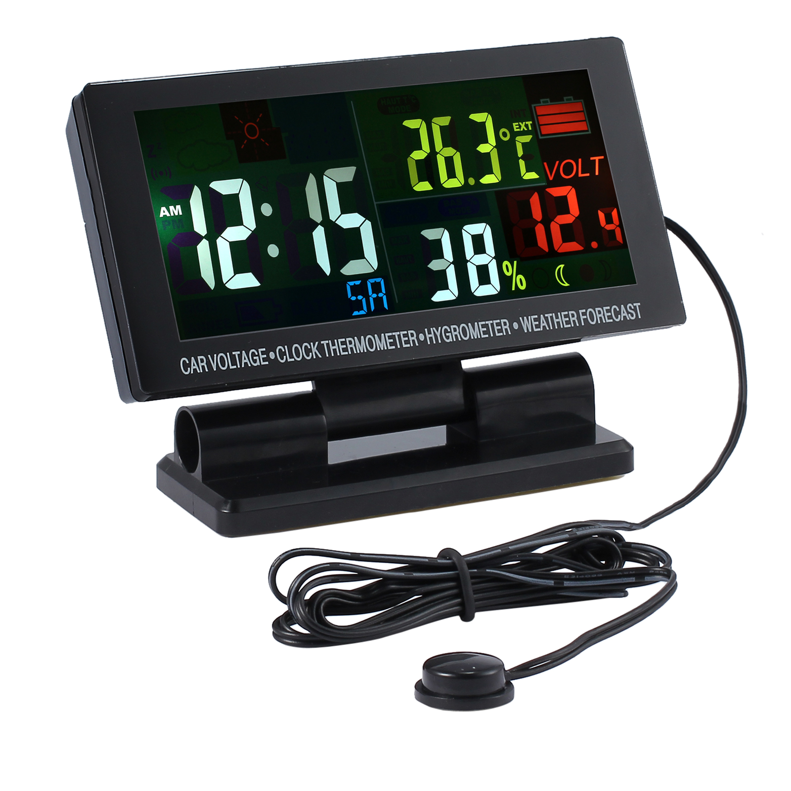 LCD Auto Uhr WetterDigitale Temperatur Thermometer Hygrometer Spannung
