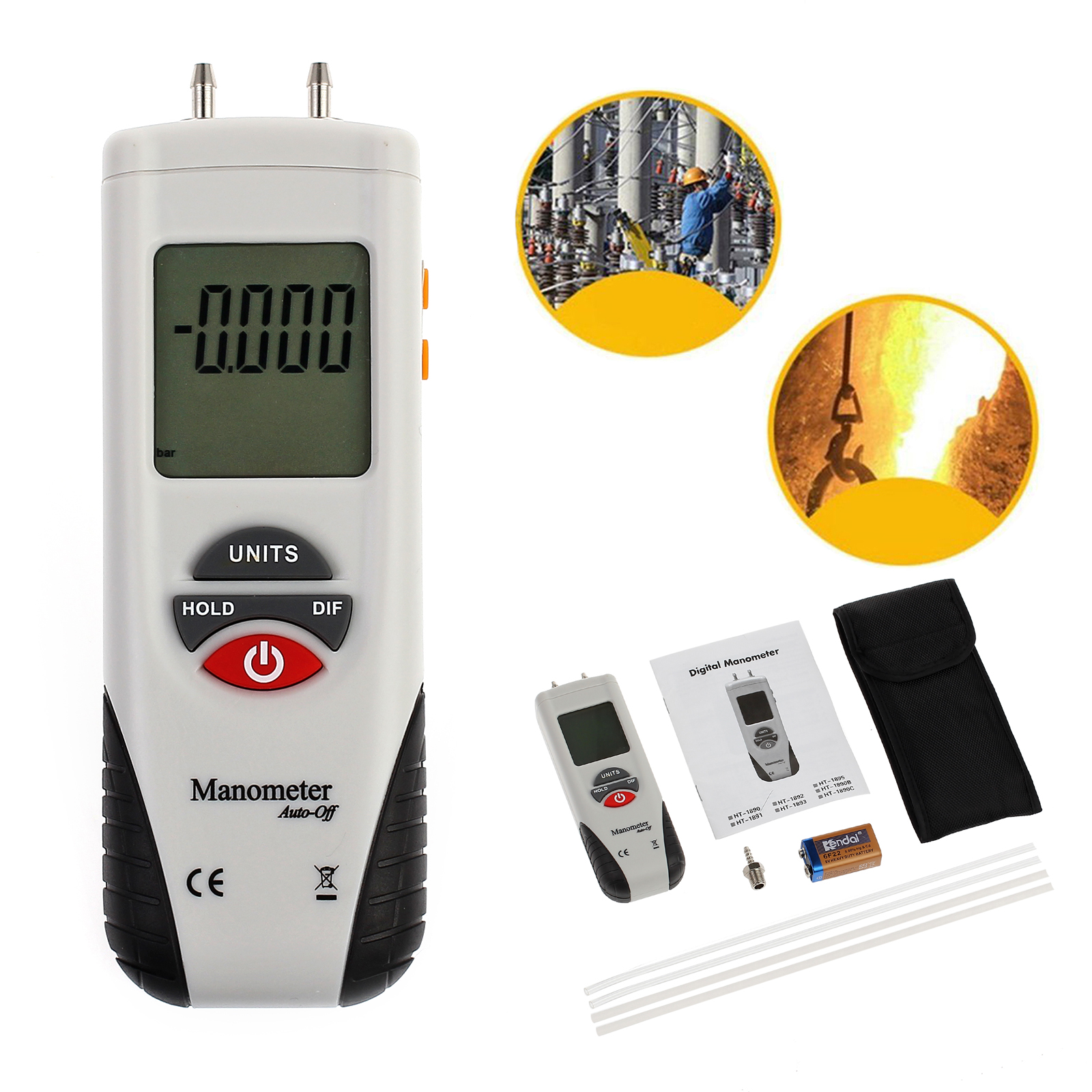 LED Digital Manometer Gauge HVAC Gas Tester Manometer Air Pressure