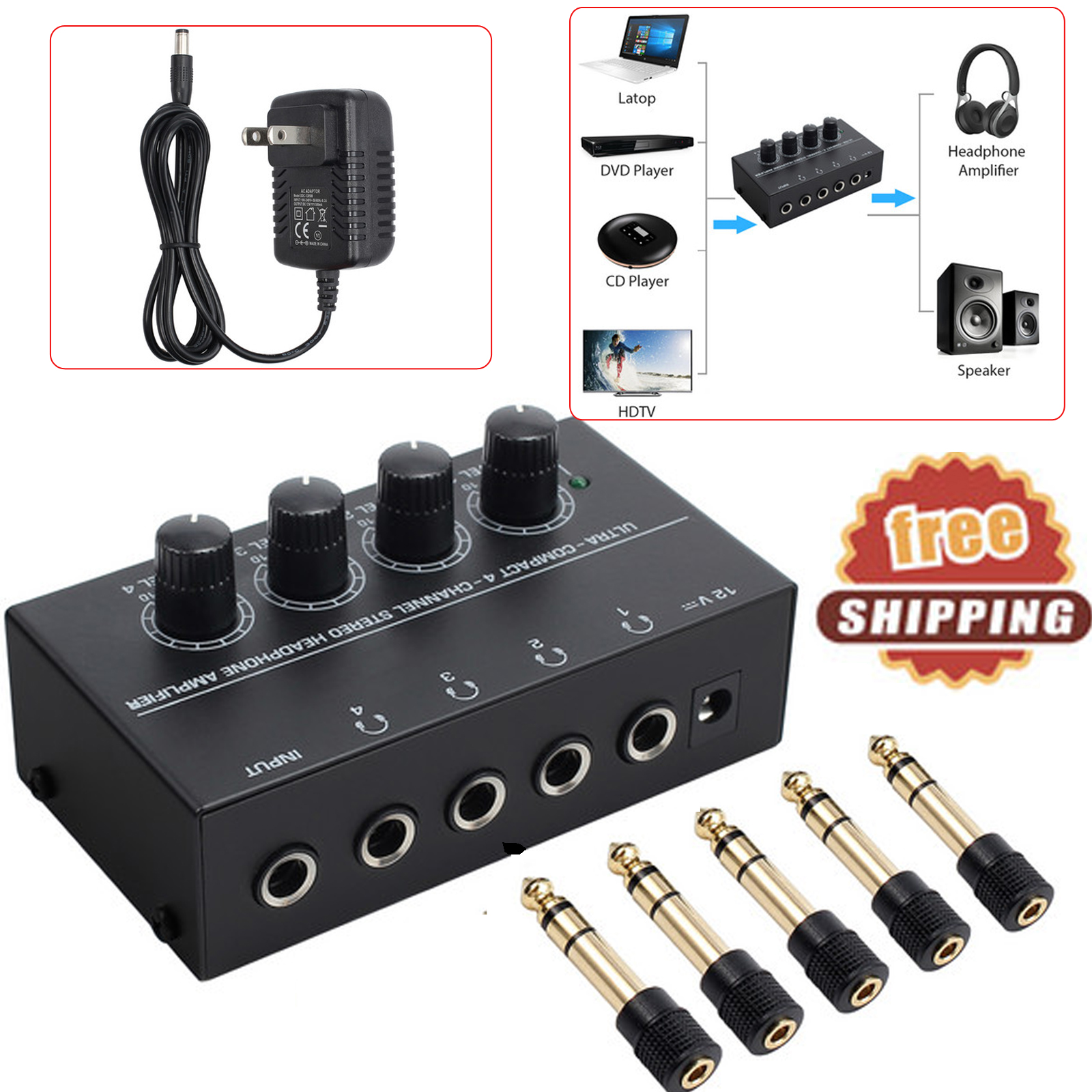 6 output headphone distribution amp