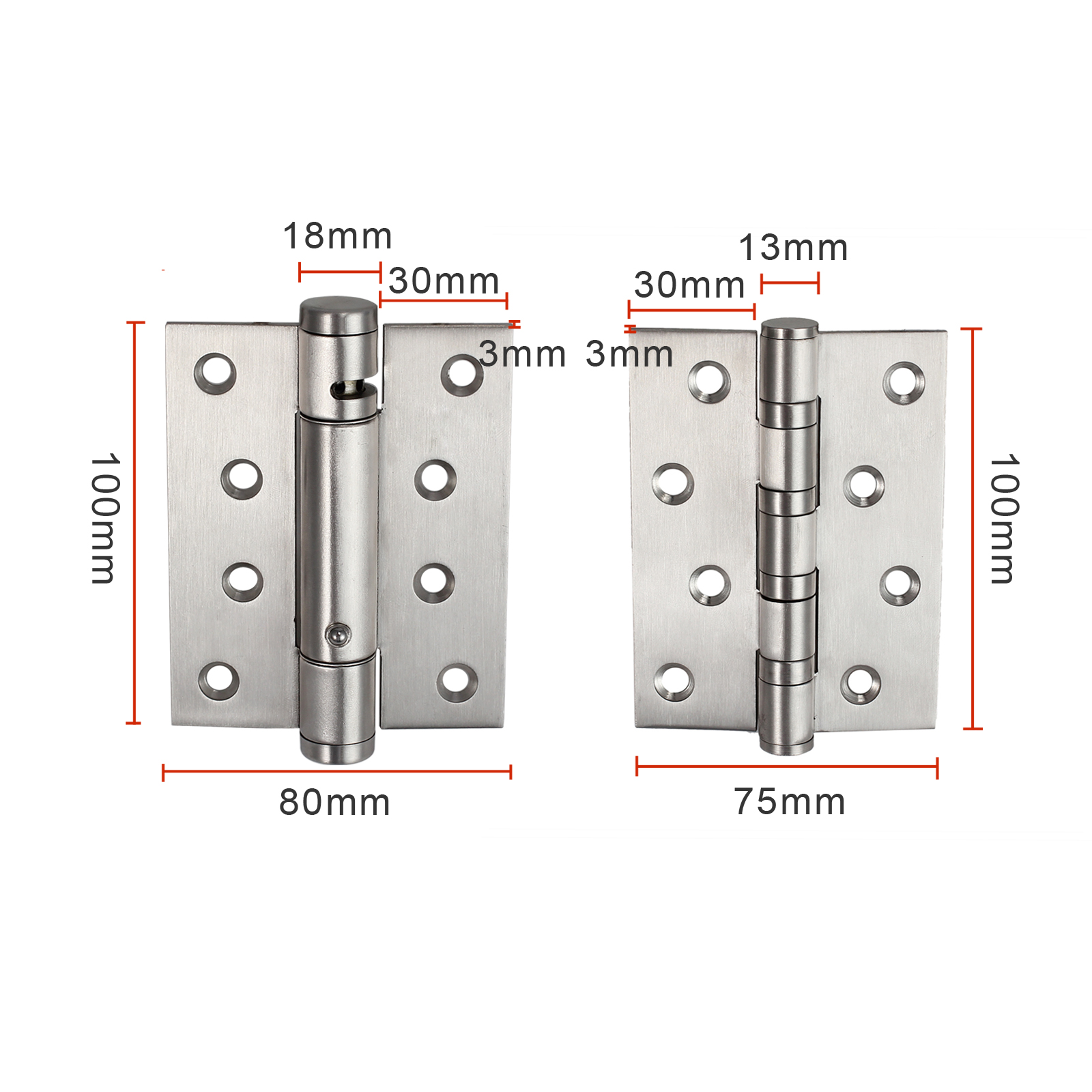 3X 4"DOOR HINGES FIRE RATED CHROME Self Closing Single Action