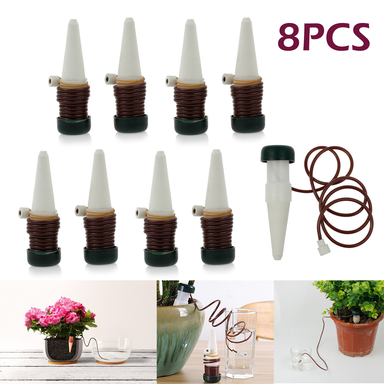 8x Garden Automatic Plant Watering Spikes Ceramic System Probes Flower