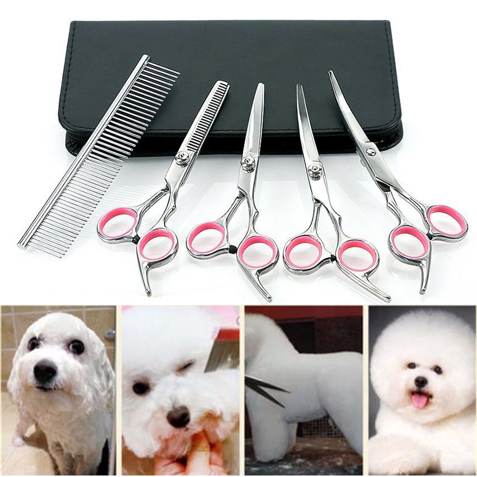 6" Professional Hair Cutting Scissors Pet Dog Grooming Kit Curved