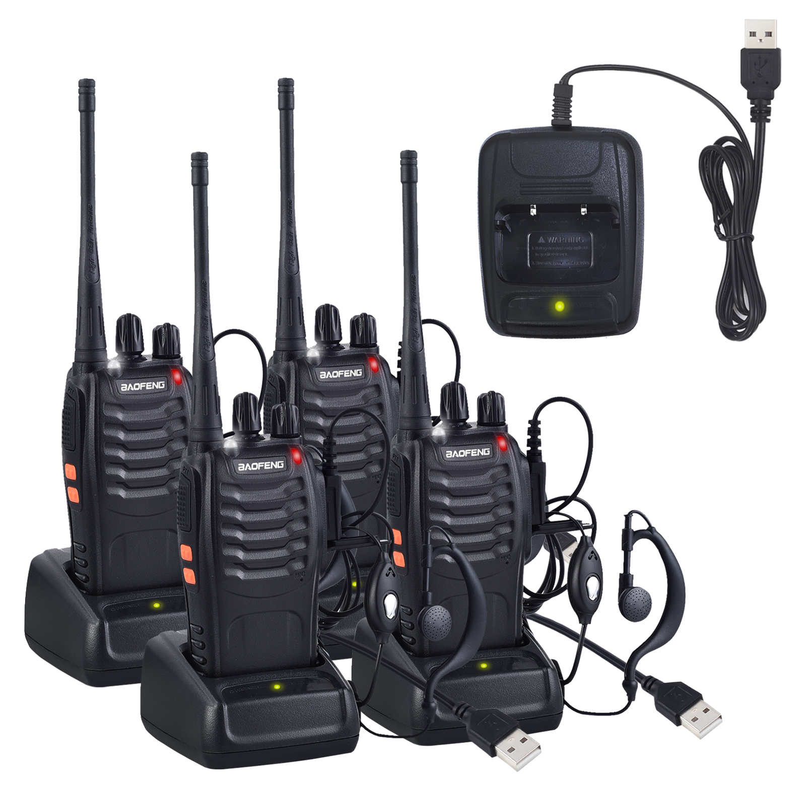 4X Baofeng BF888S Radio Long Range Walkie Talkie 2Way 16CH UHF 400