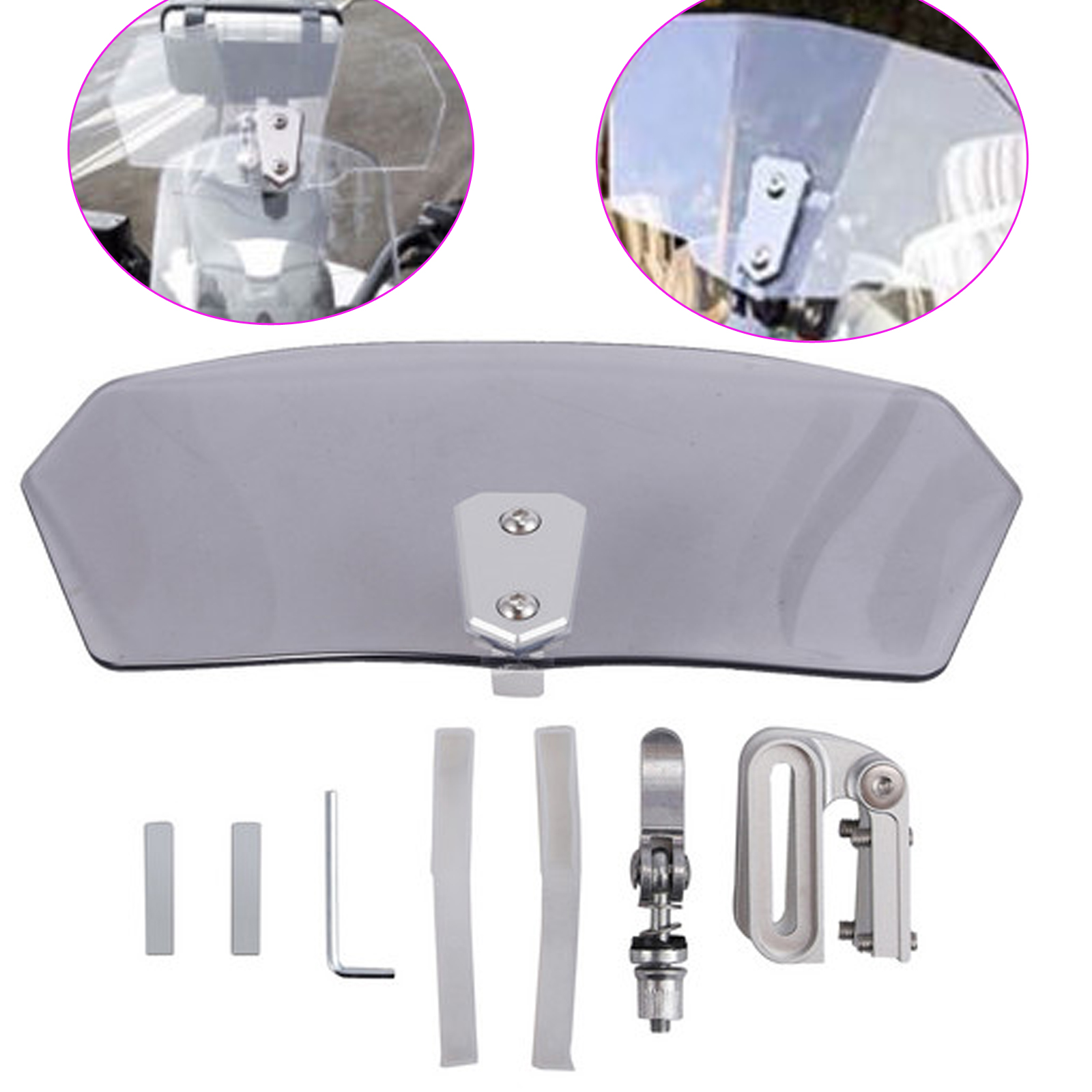 Universal Motorcycle Windscreen Adjustable Clip On Windshield