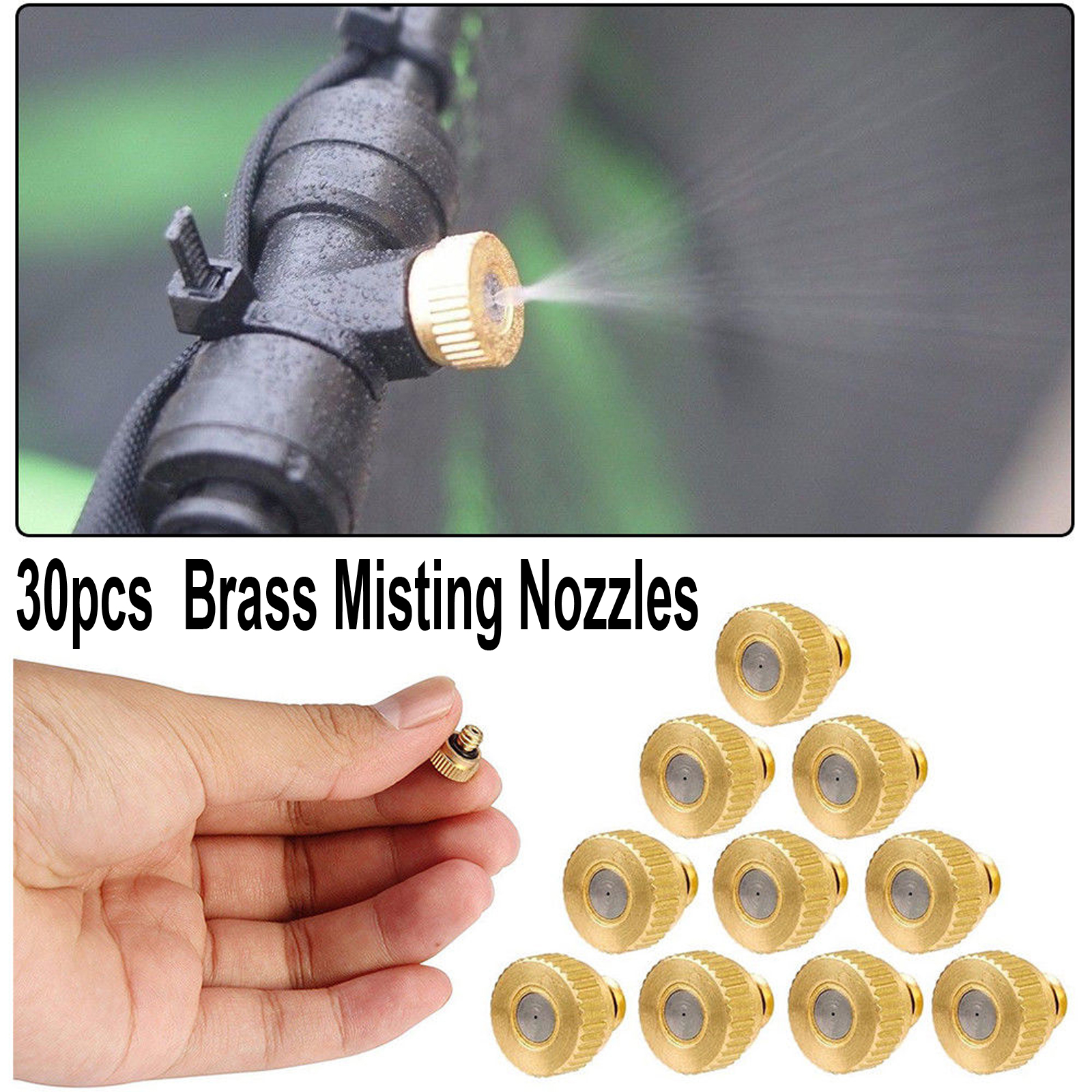 30PCS Brass Misting Nozzles Atomizing Spray Mister Nozzle For Cooling