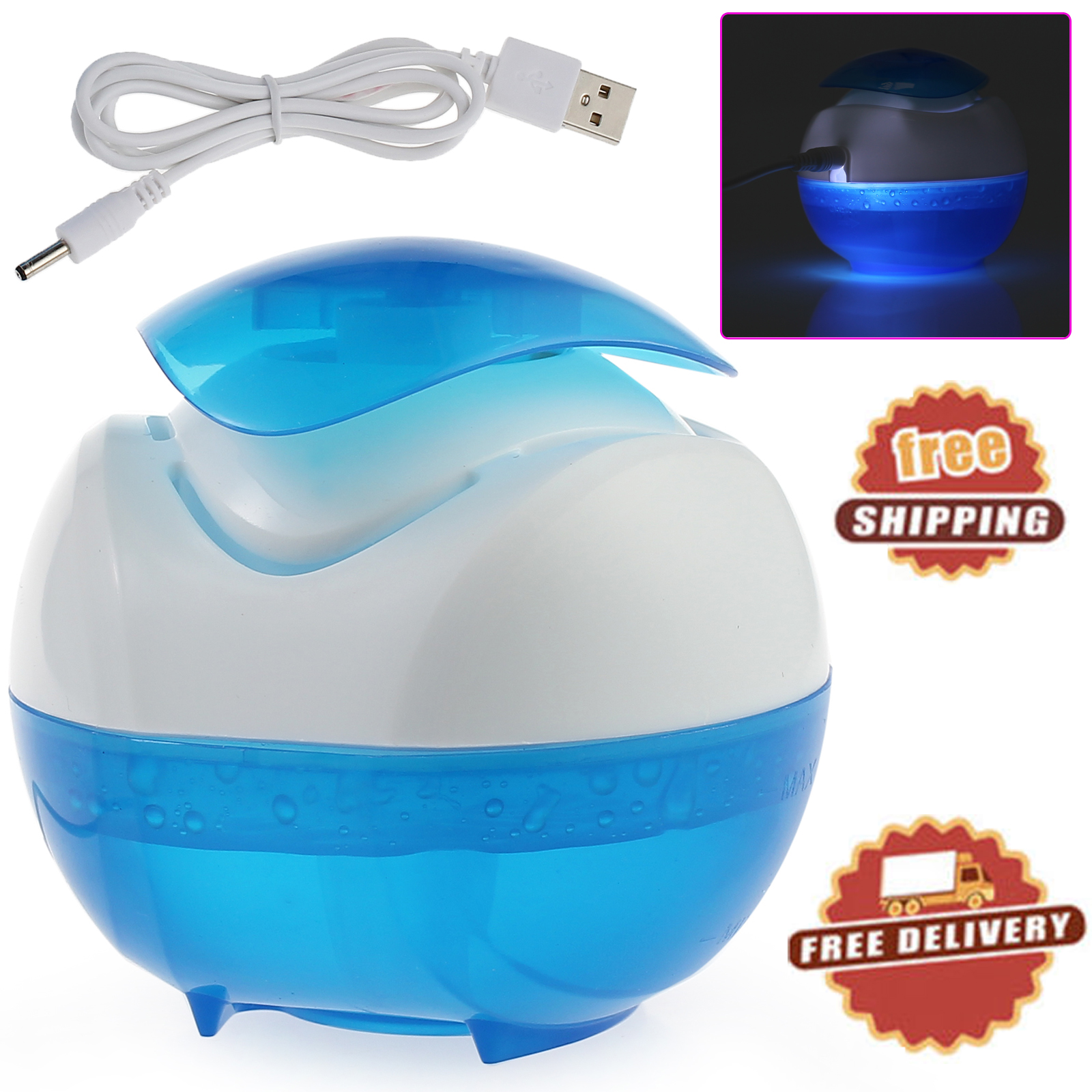 Portable USB LED Air Purifier Humidifier Aroma Essential Diffuser
