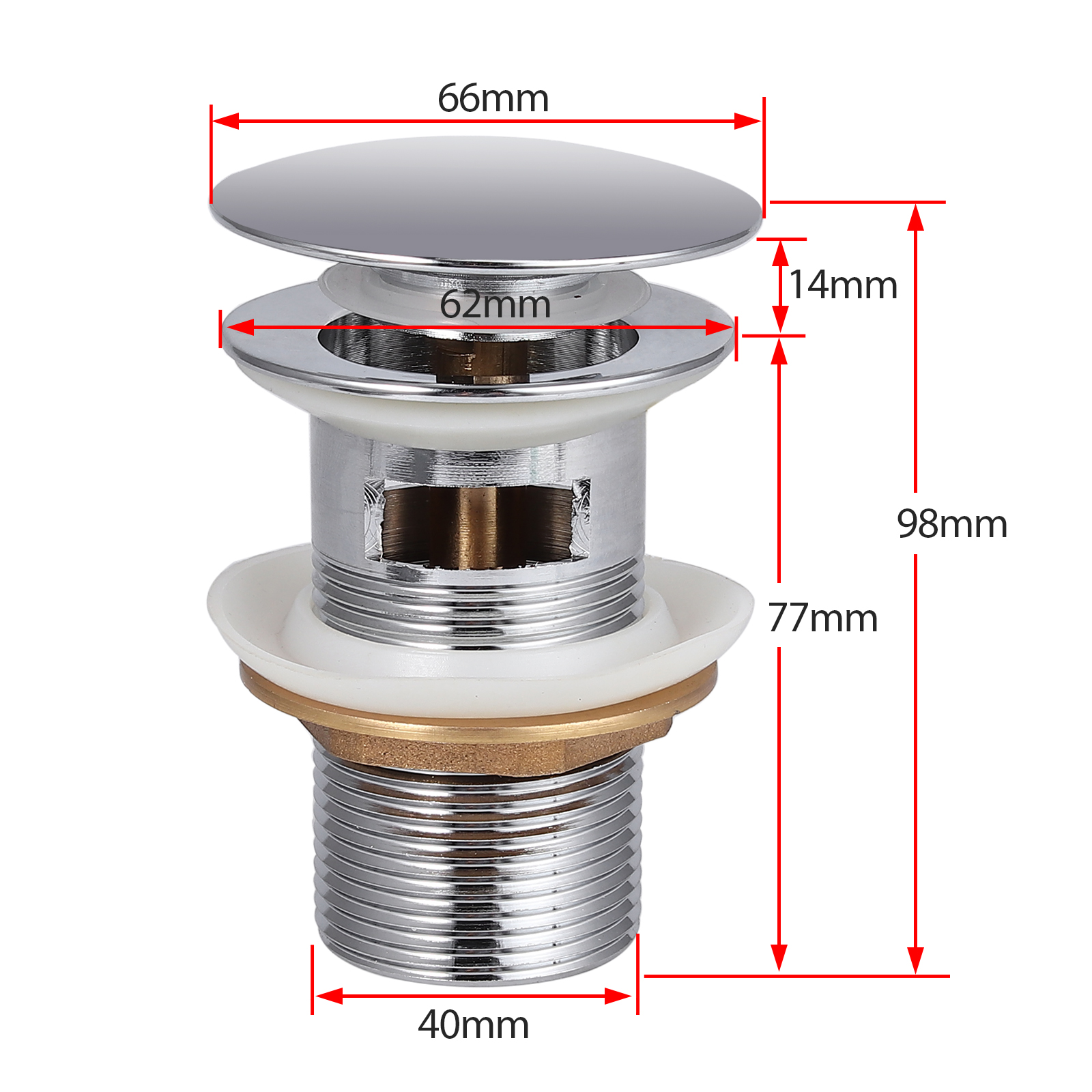 Bathroom Shower Pop Up Overflow Waste 41mm Basin Vanity Bathtub Push