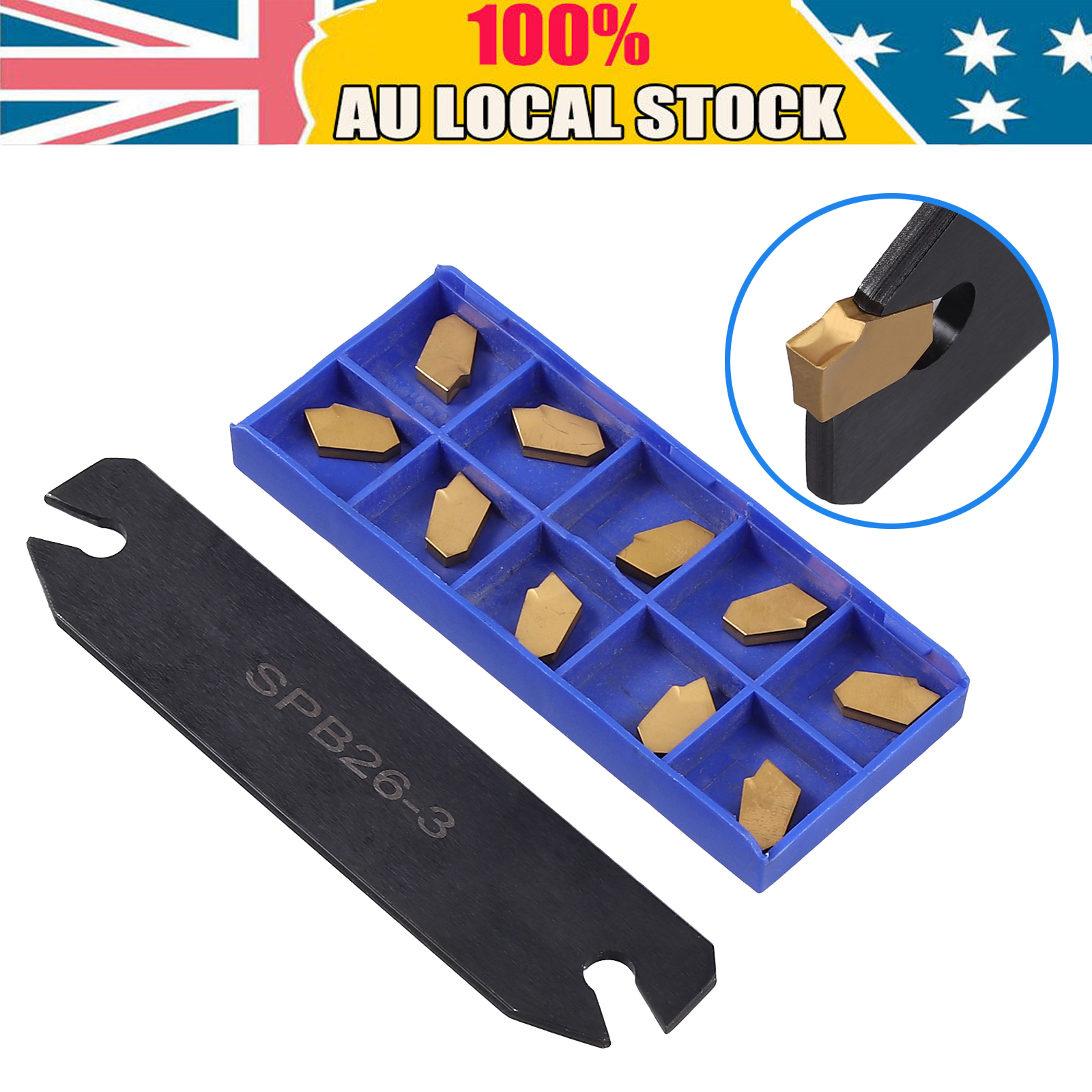 SPB26-3 26mm Parting Grooving Cut-Off Tool Holder w// 10pcs GTN-3 SP300 Inserts