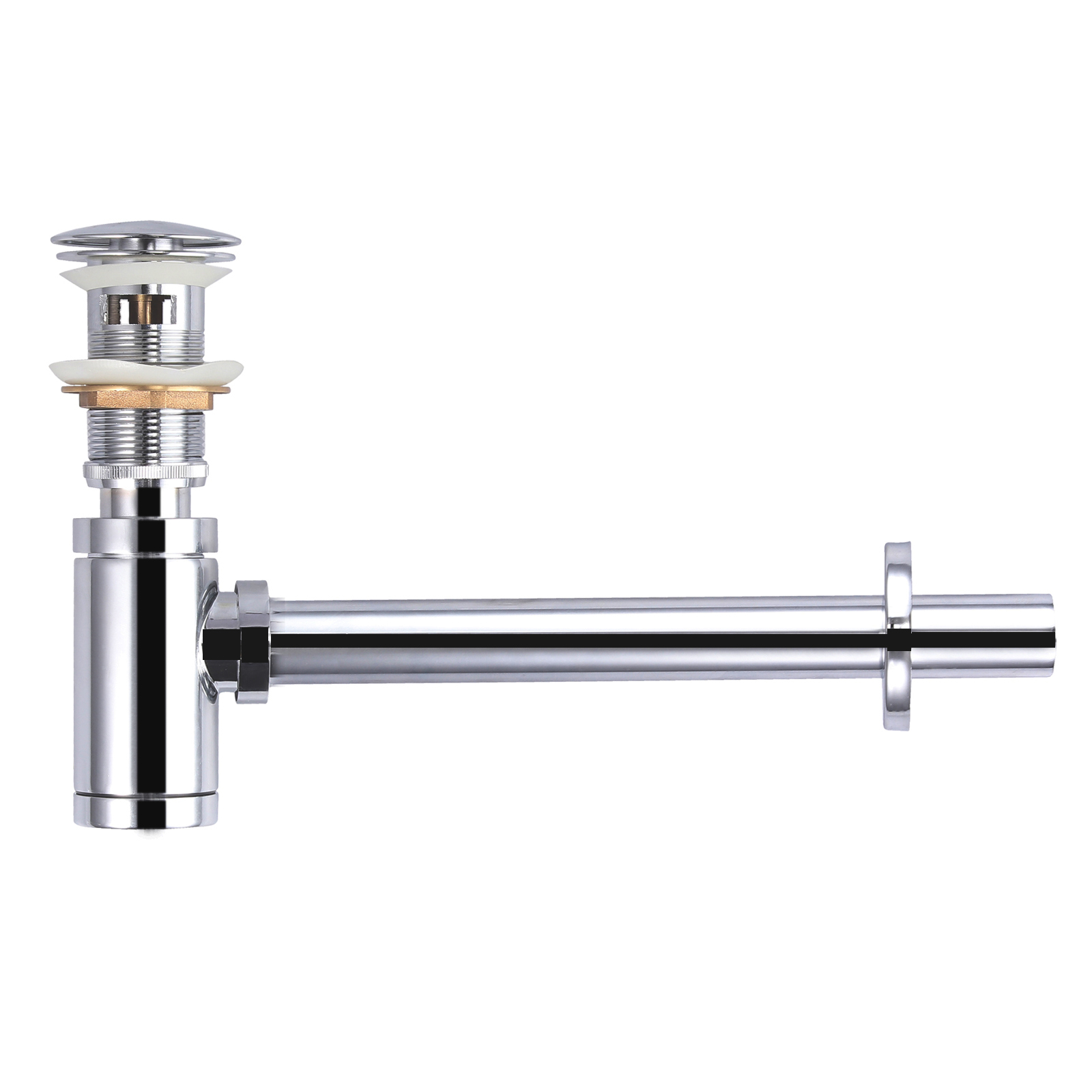 Siphon Push Pop Up Chrome Tap Basin Waste overflow Sink Stainless Plug