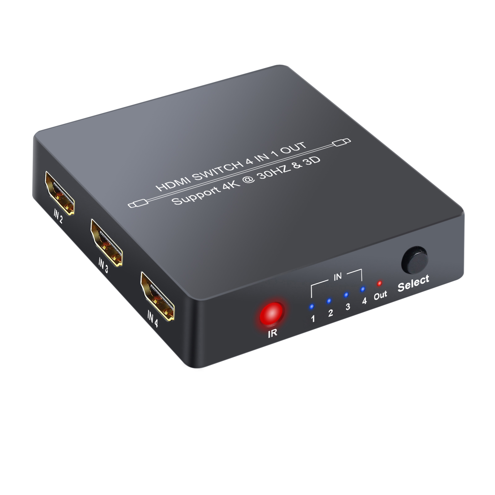 4 Port HDMI Switcher Hub 4K 3D PIP 4 In 1 Out IR Remote for PS3 PS4 Laptop HDTV