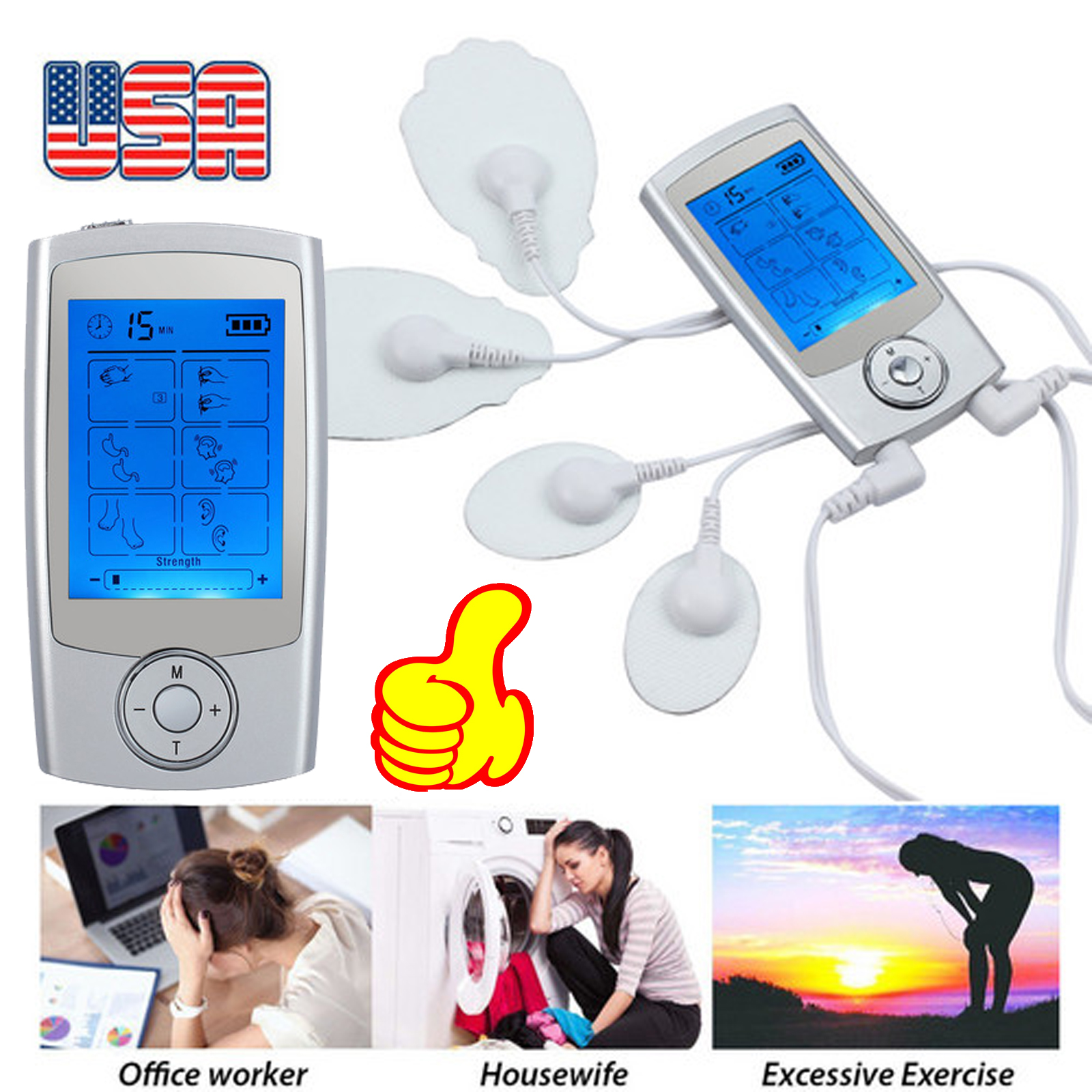 Details about 16Mode Tens Unit Digital Electronic Pulse Massager Full Body Therapy Pain Relief