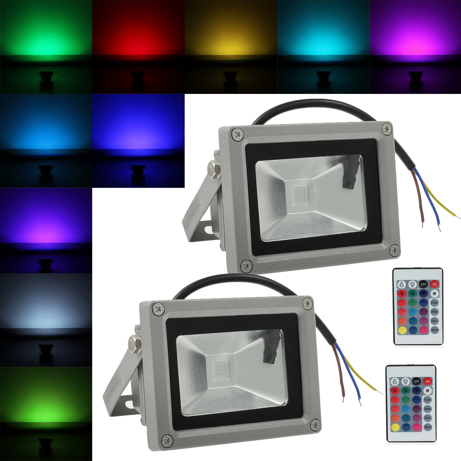 2//4Pcs Waterproof 10W RGB LED Outdoor Color Changing Flood Light Garden Lamp