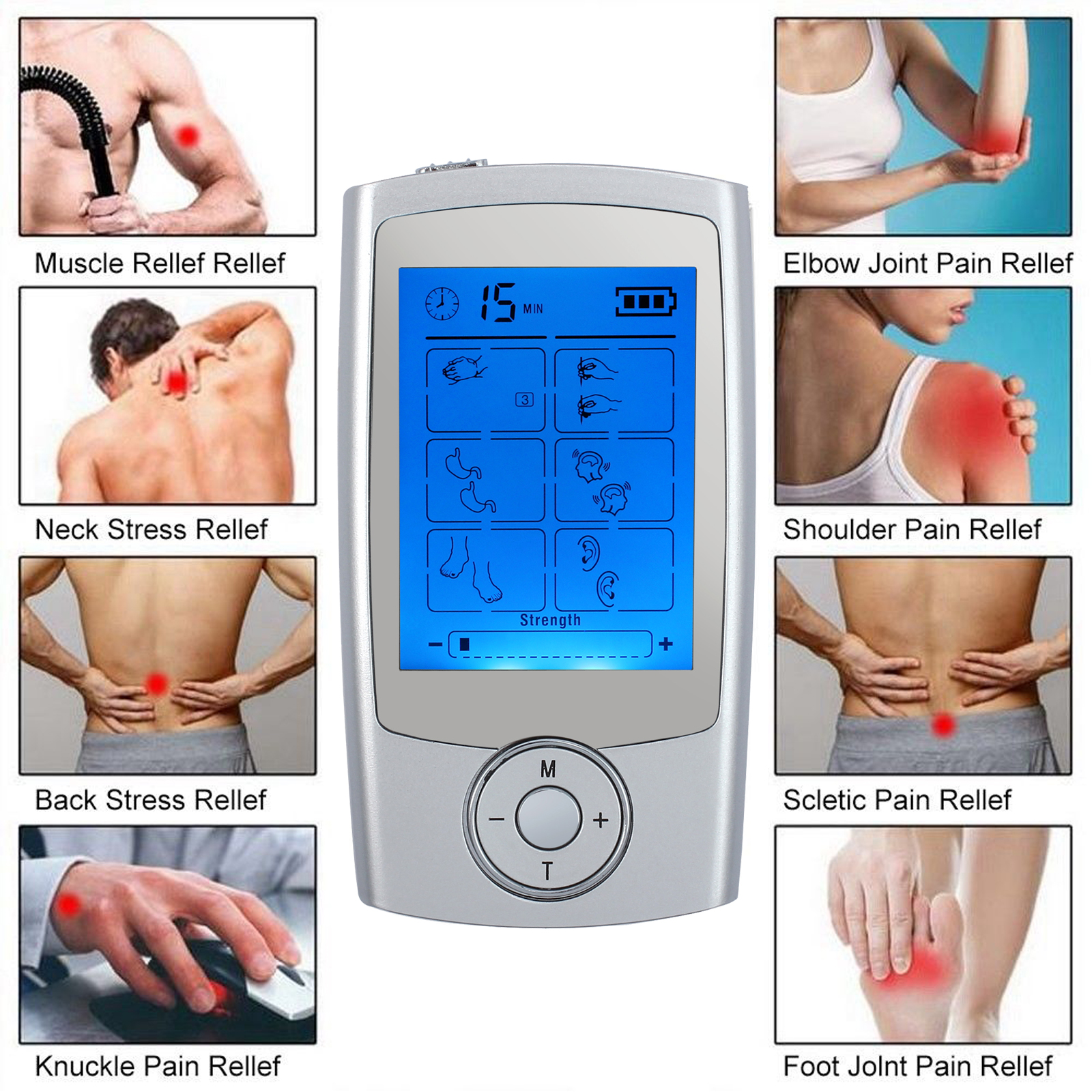 16 Modes Digital Pulse Massager TENS FDA Unit Rechargeable Electric