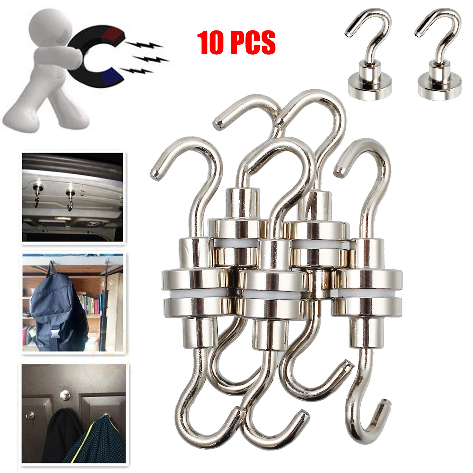 10X 16mmDia Strong Hook Hanger 5.5KG N38 Neodymium Clamping