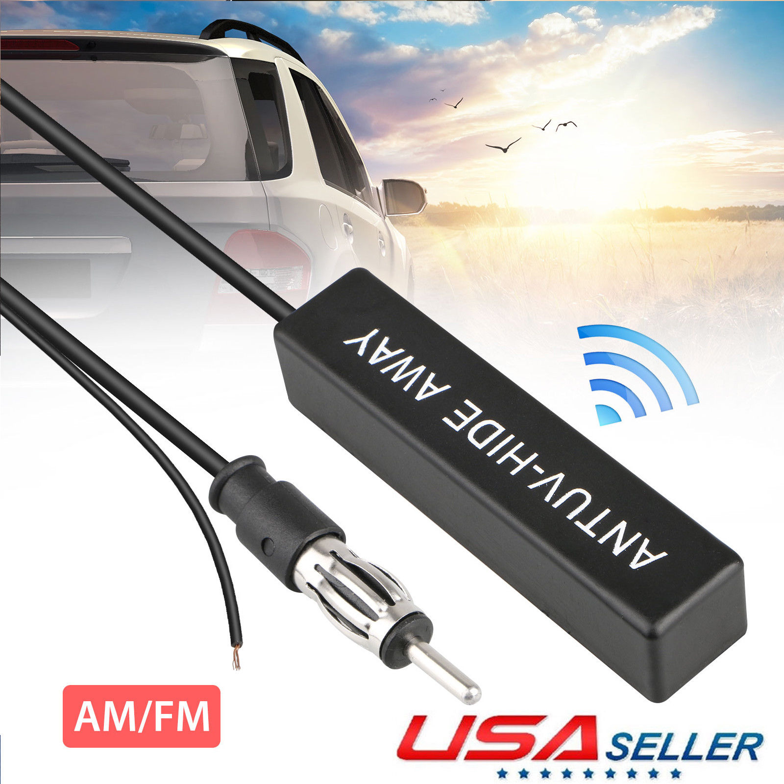 Universal Car Hidden Amplified Antenna Kit Electronic Stereo AM/FM