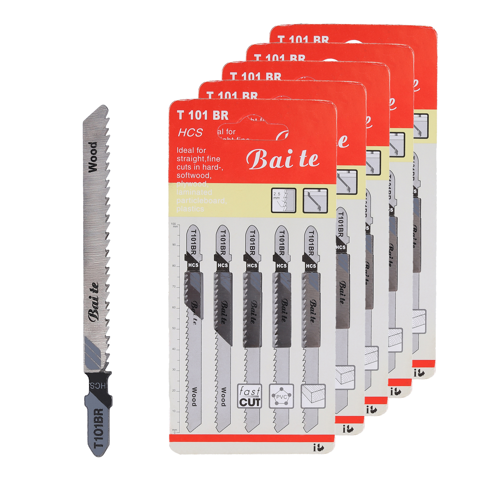 25PCS T101BR Jigsaw Blades TSHANK Saw Blade For wood Laminated Board