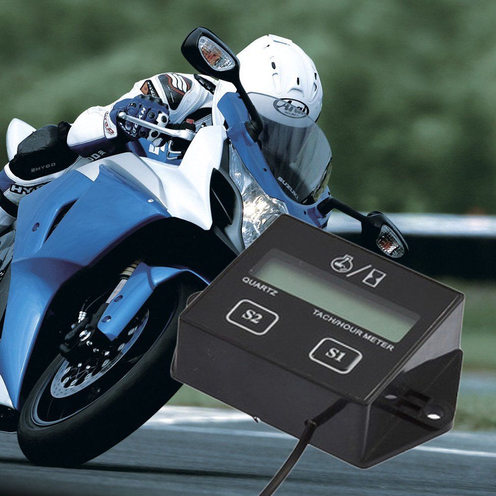 9999 9hrs Lcd Digital Tachometer Tach Hour Meter Gauge