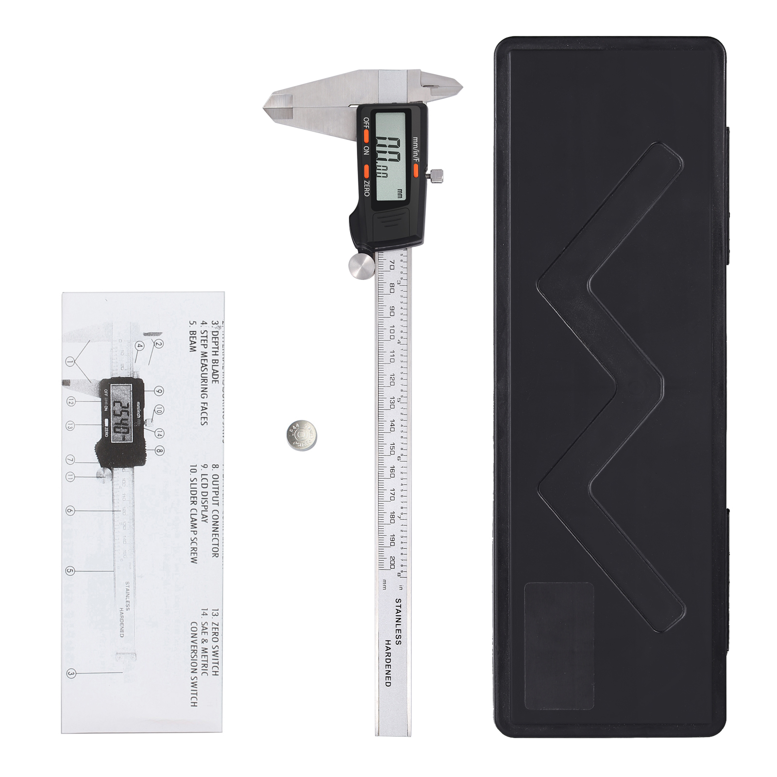 Digital Vernier Caliper 200mm/ 8'' Stainless Steel Caliper Fractions ...