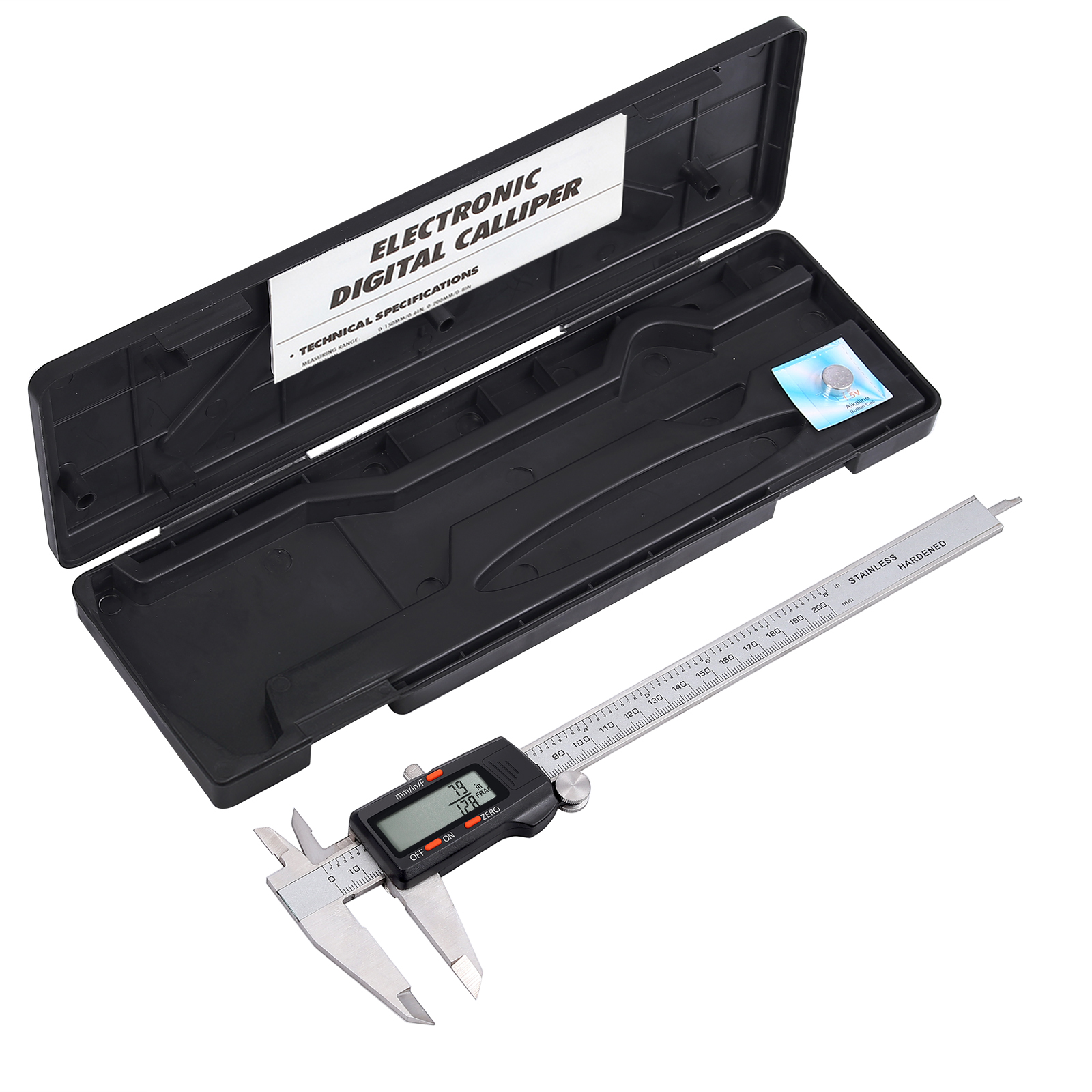 Digital Vernier Caliper 200mm/ 8'' Stainless Steel Caliper Fractions ...