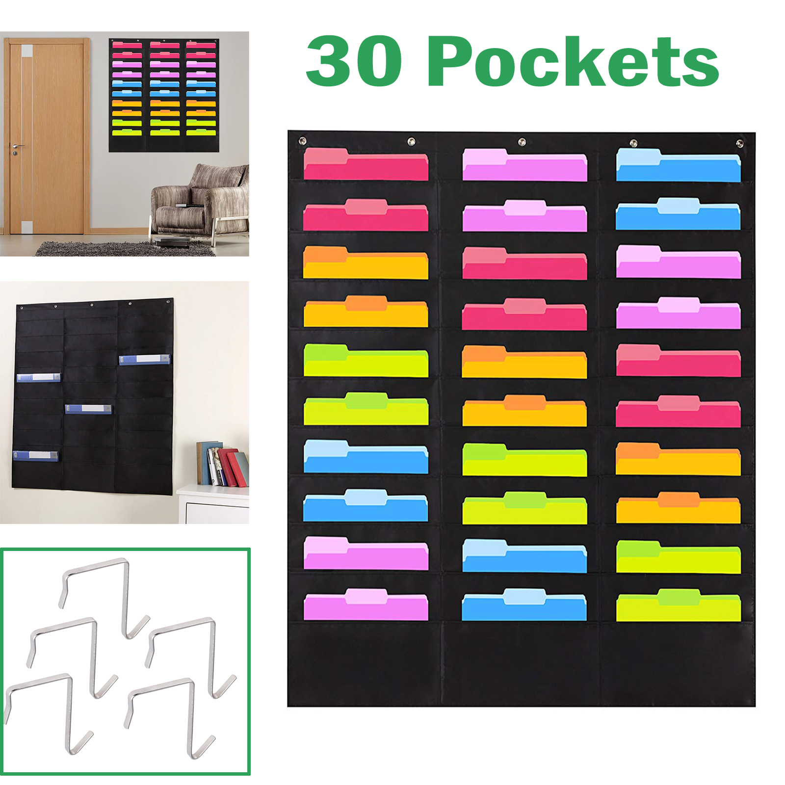 30 Pocket Wall Door File Organizer Pocket Storage Magazine Hang