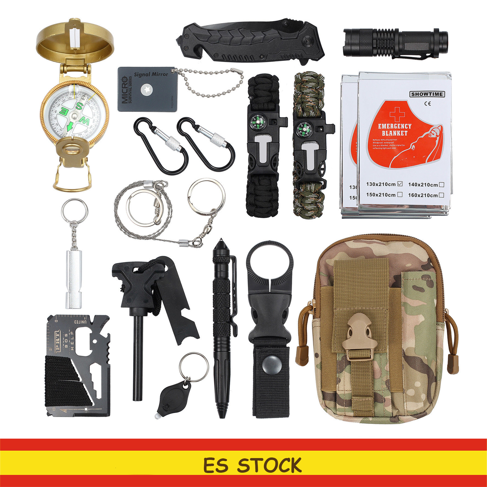 Kit de Supervivencia Profesional de Emergencia para excursión Camping 18 en 1