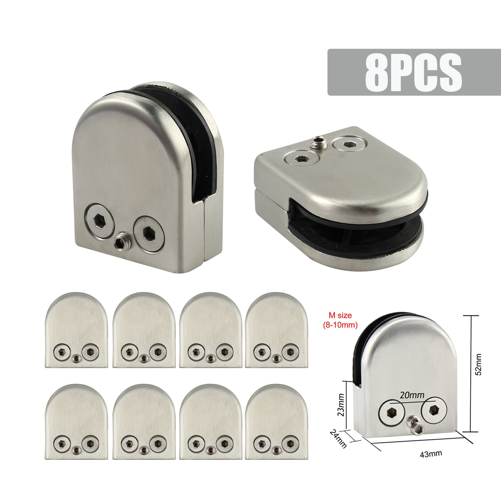 Heavy Duty Chrome Glass Clamp Holder for Balustrade Handrail Window Brackets