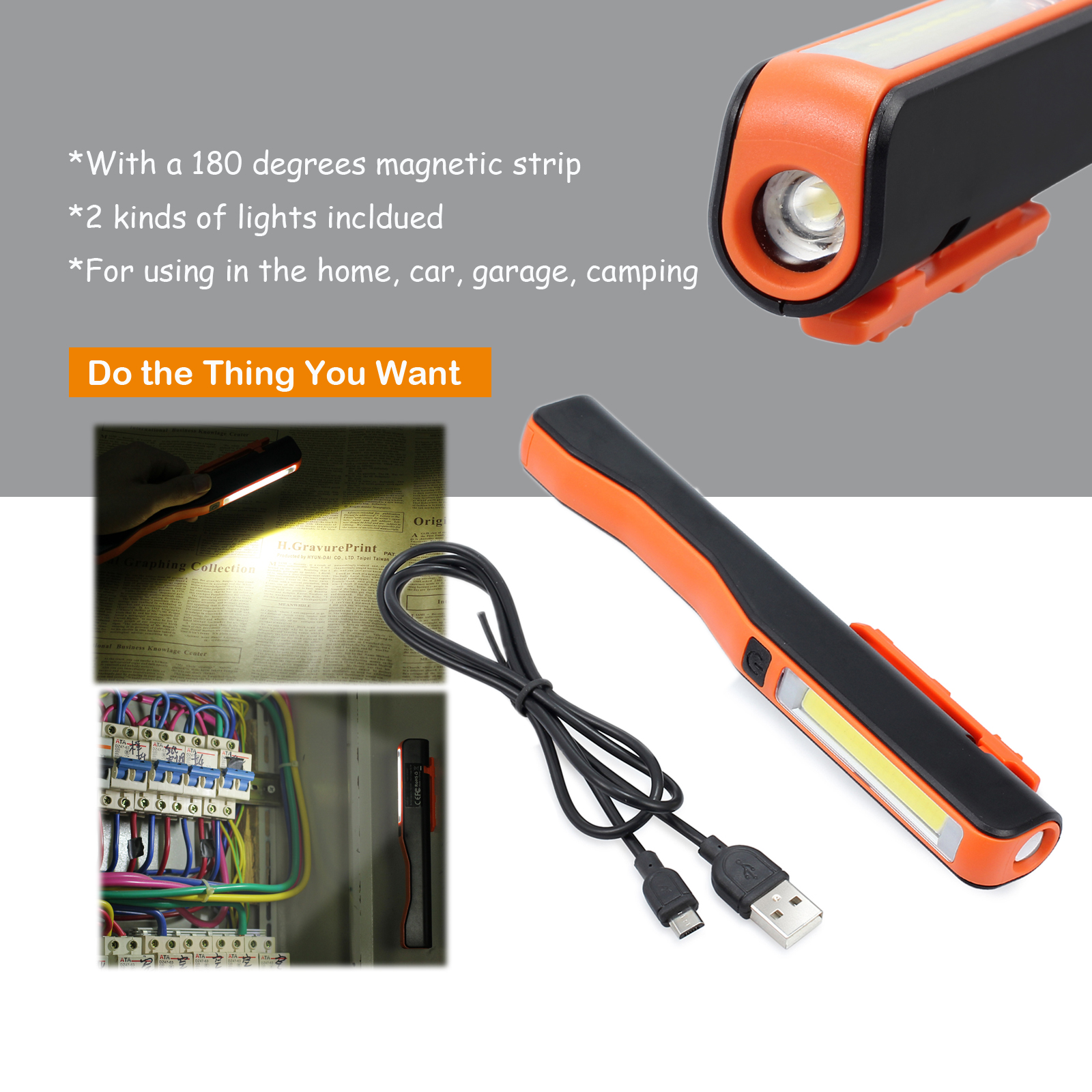 Torches & Work Lights Workshop Equipment Portable COB LED Home, Furniture & DIY Rechargeable COB LED Hand Torch Lamp