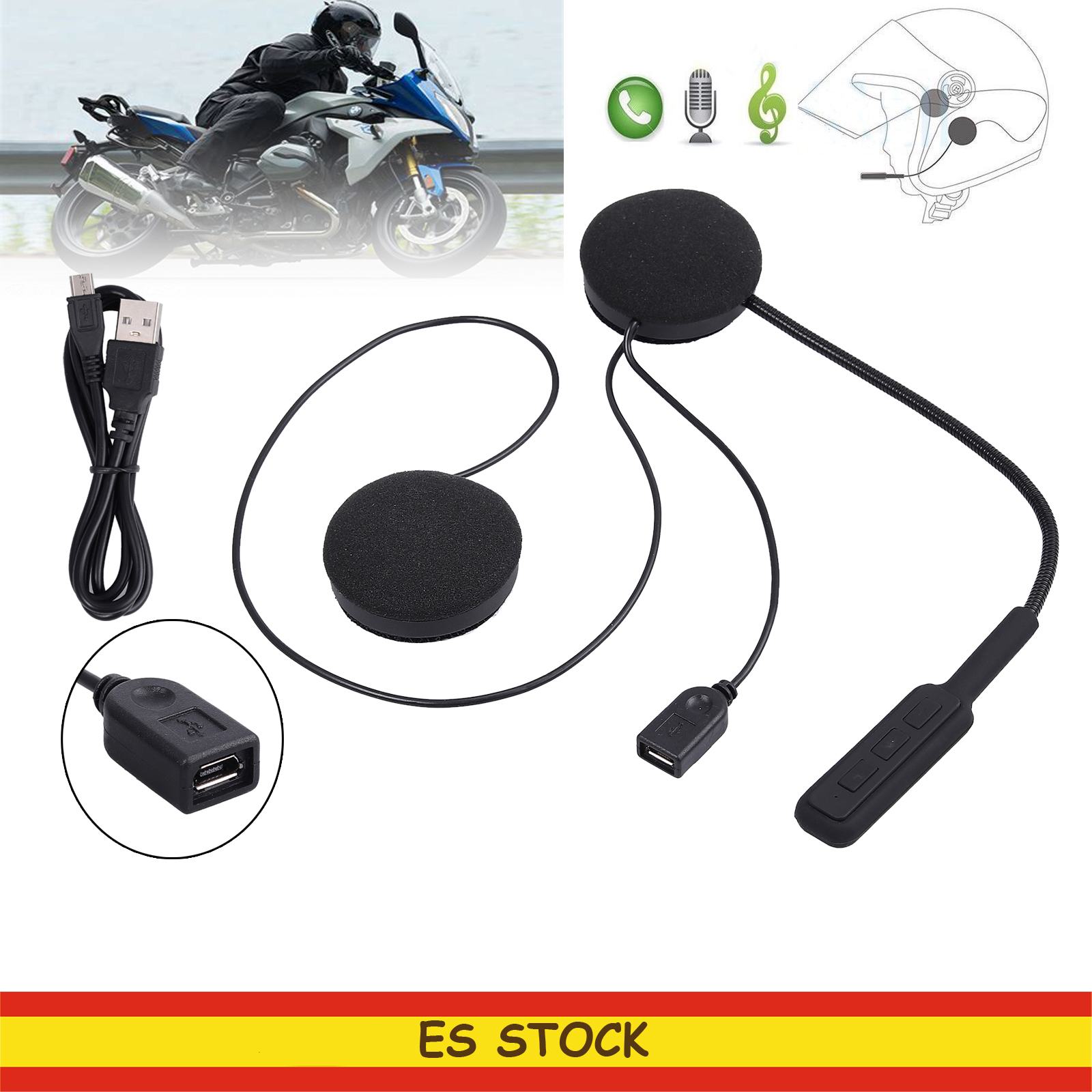 Auriculares Bluetooth Intercomunicar con micrófono DE CASO 1*Auriculares Bluetooth 4.0 Intercomunicador con micrófono