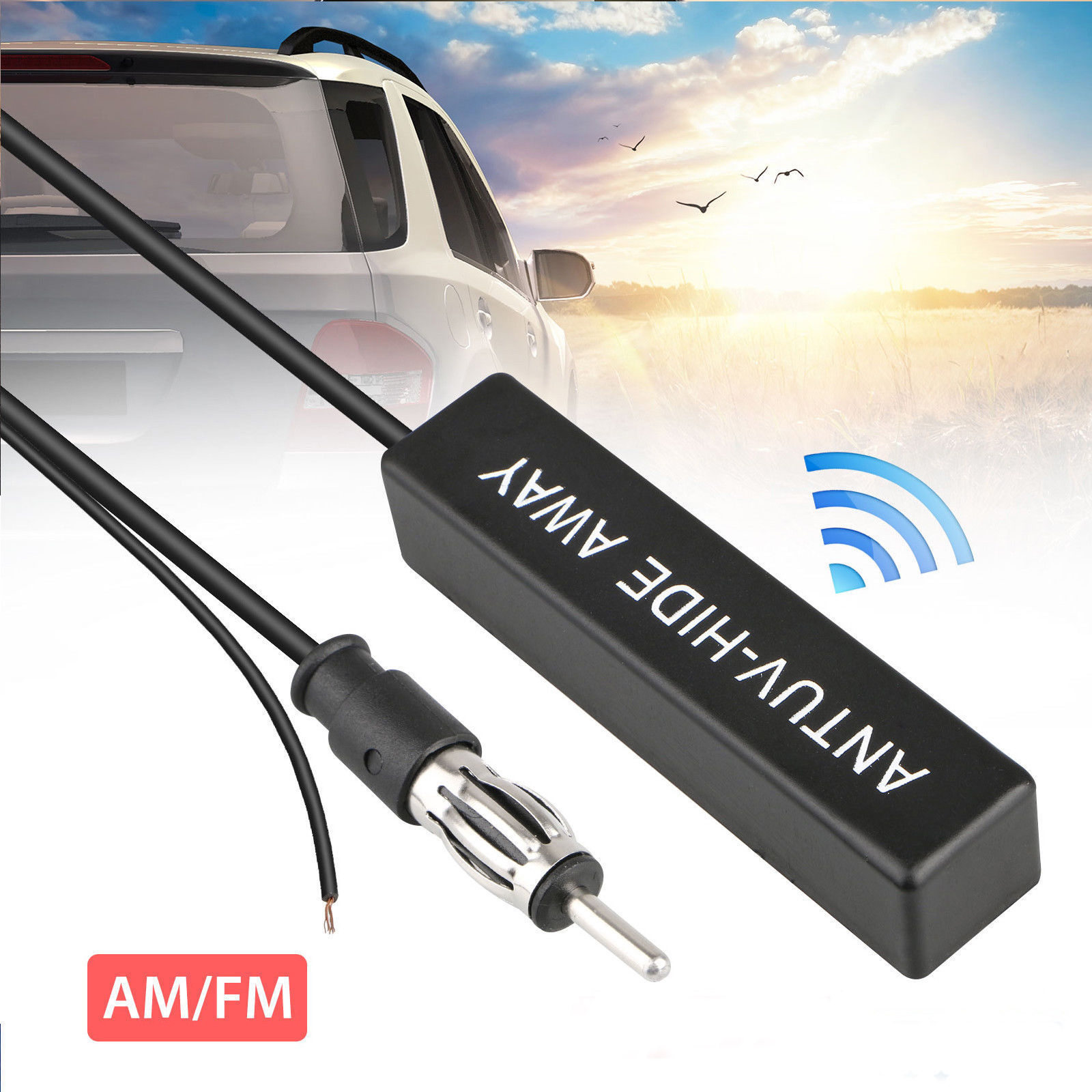 Black Black Universal Car Windshield Electronic AM-FM Radio Non-Directional Antenna Car Vehicle Auto Accessories Plastic