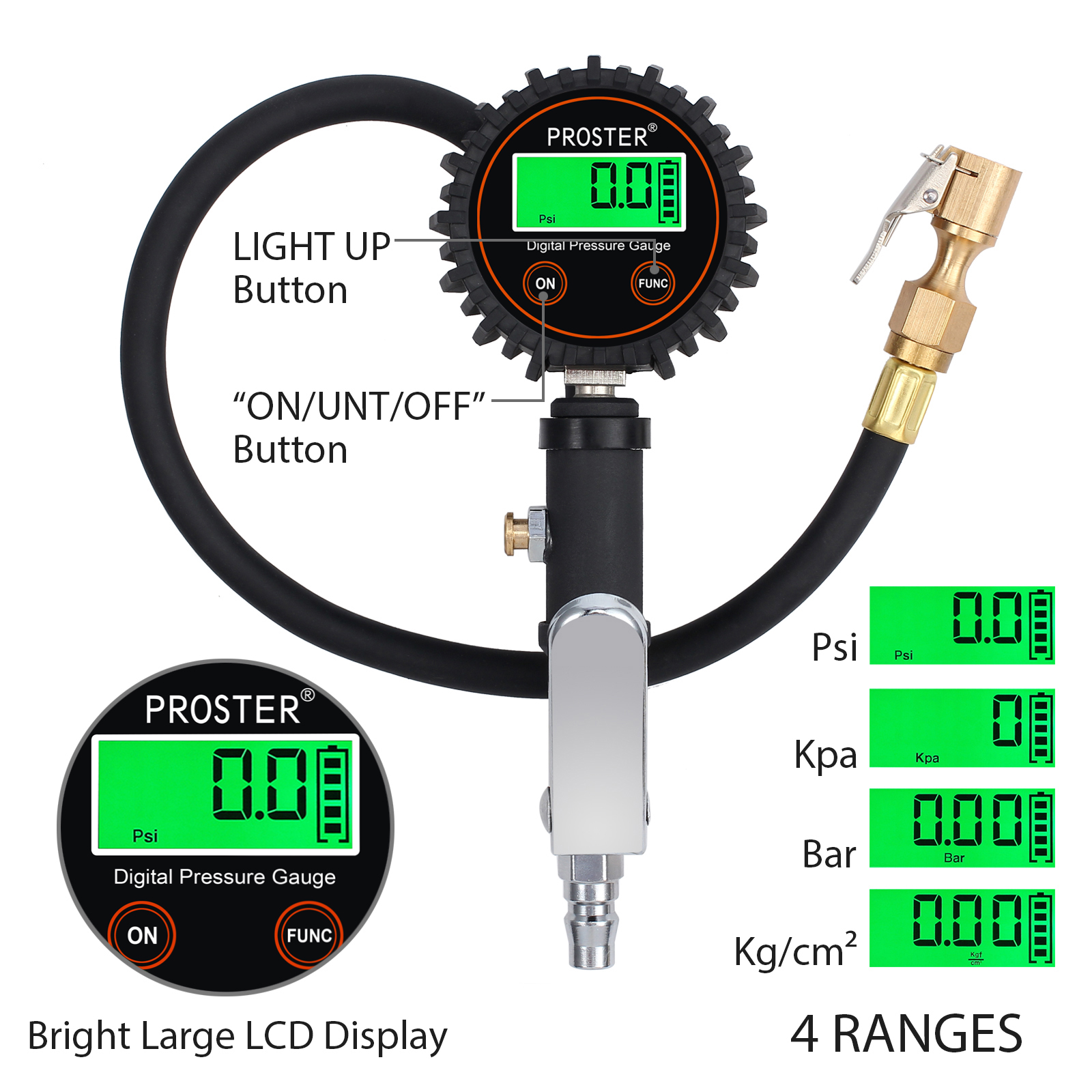 AUTO AIR GAGE TIRE INFLATOR FOR AIR COMPRESSOR DIGITAL PRESSURE GAUGE ...