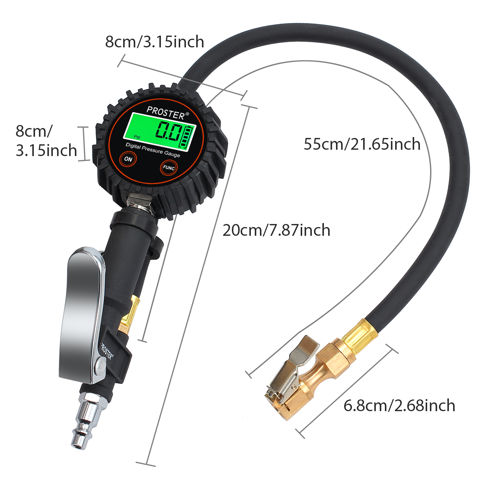 AUTO AIR GAGE TIRE INFLATOR FOR AIR COMPRESSOR DIGITAL PRESSURE GAUGE