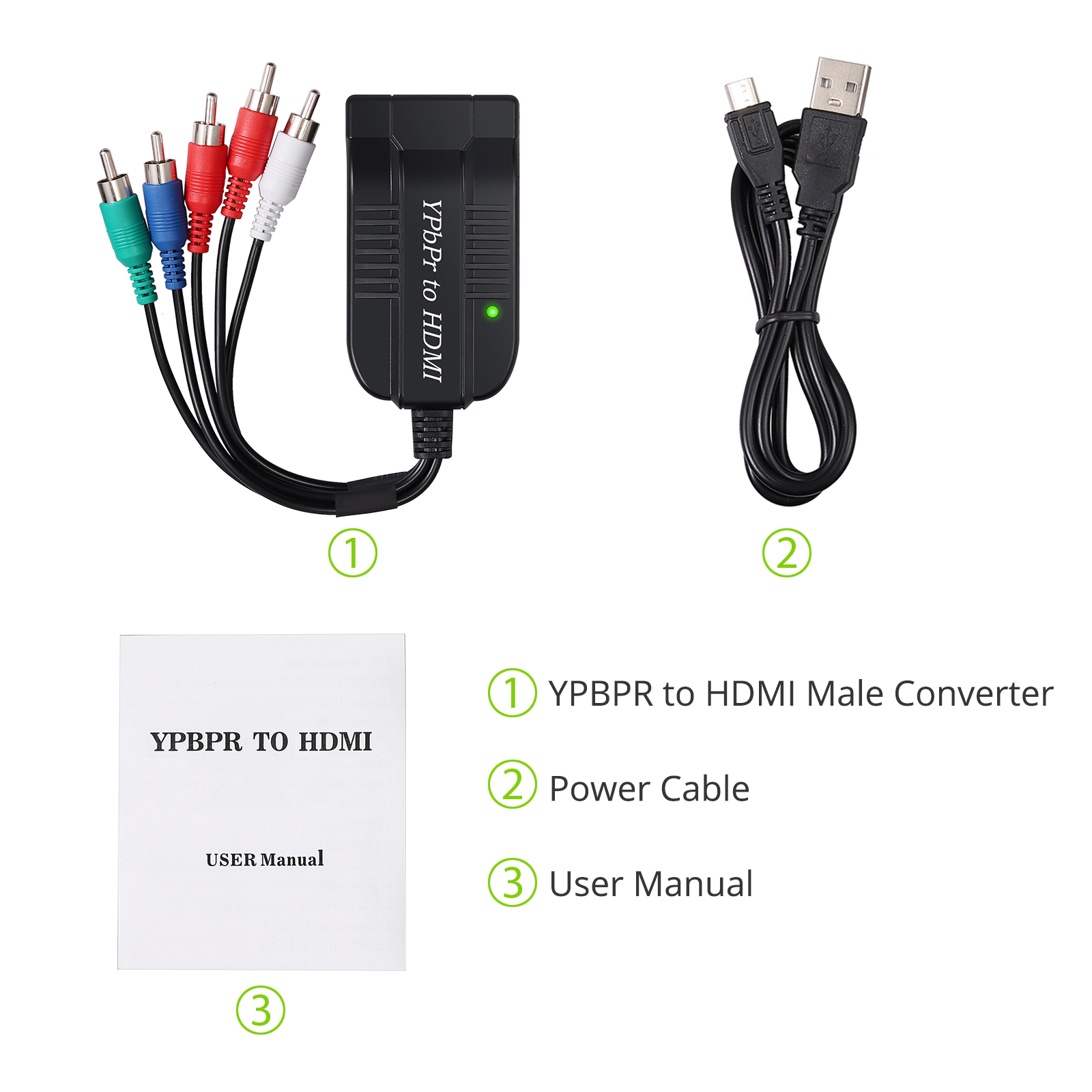 Male YPBPR RGB Component Video Audio HDMI Converter 1080P for PS3