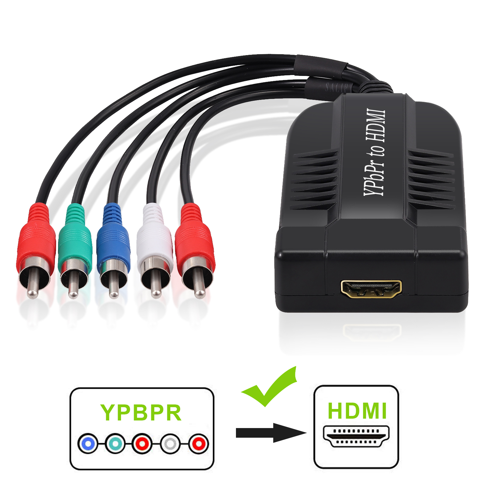Male YPBPR RGB Component Video Audio - HDMI Converter 1080P for PS3 ...