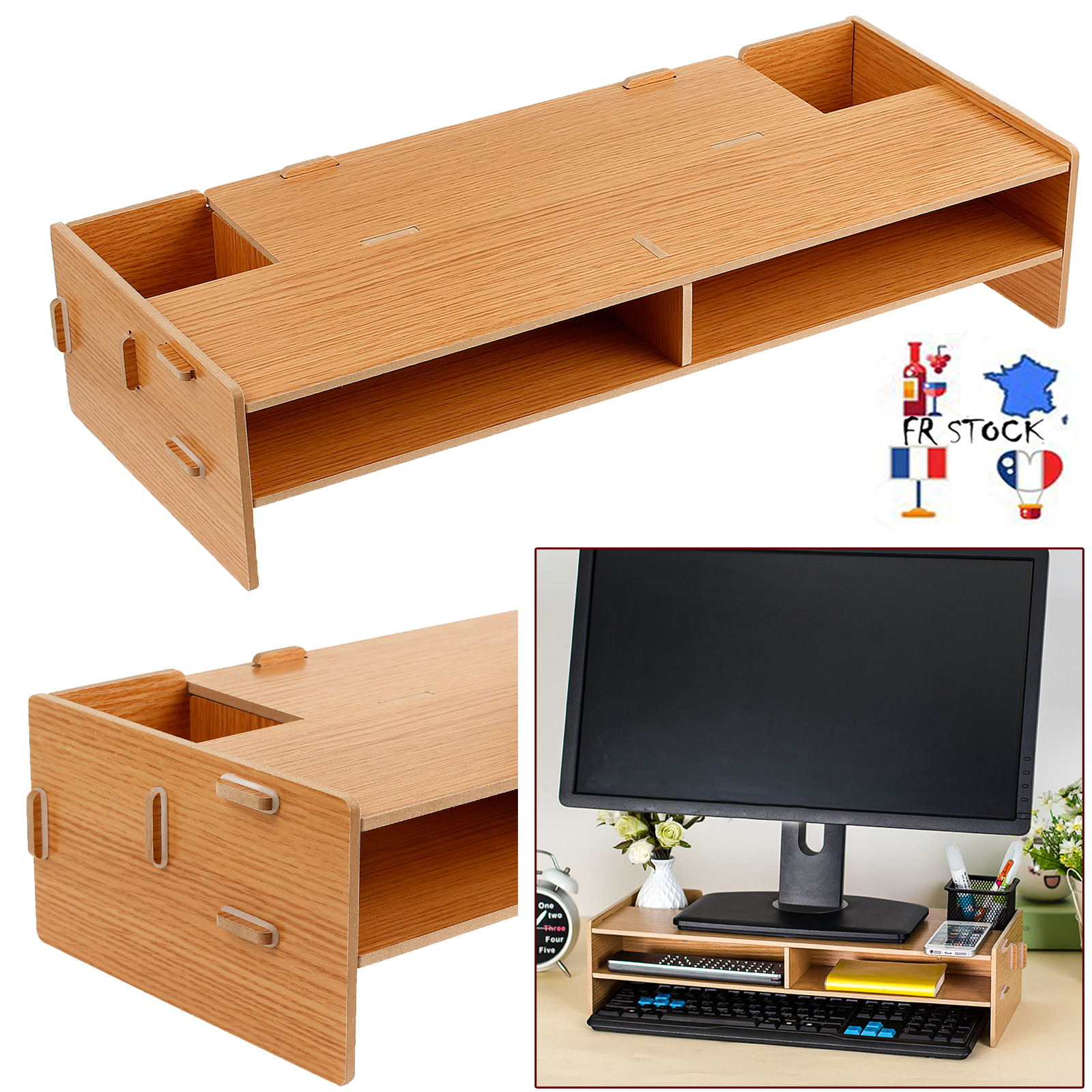 Ecran De Support Pour Moniteur Bois Support De Bureau Pour Ordinateur De Bureau Ebay