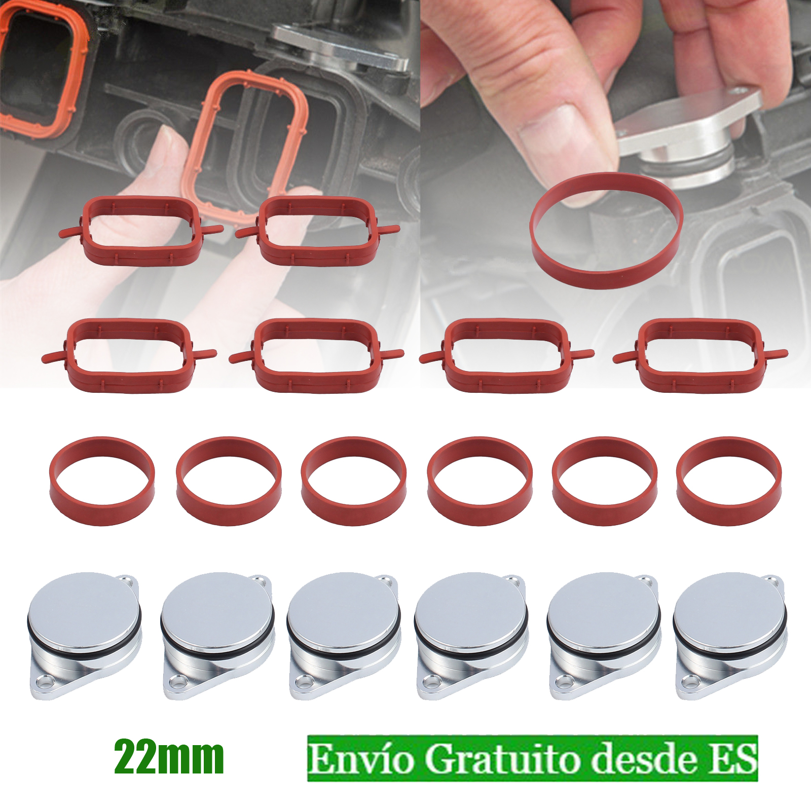 Drallklappen set 4x 22mm rojo ansaugbrücke con O-Ring juntas para bmw 3er e46