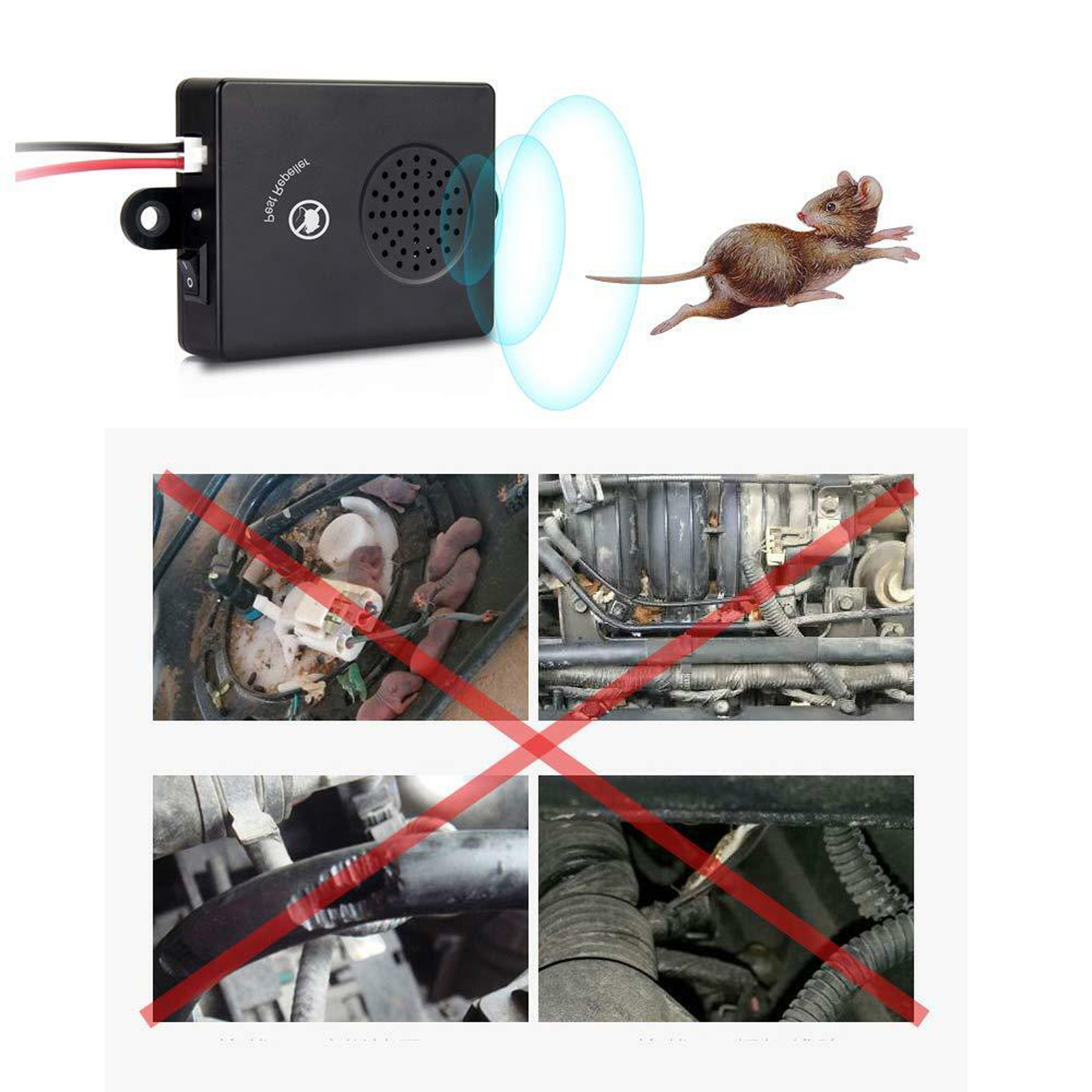Car Vehicle Ultrasonic Mouse Repeller Gauge Rat Rodent Pest Animal