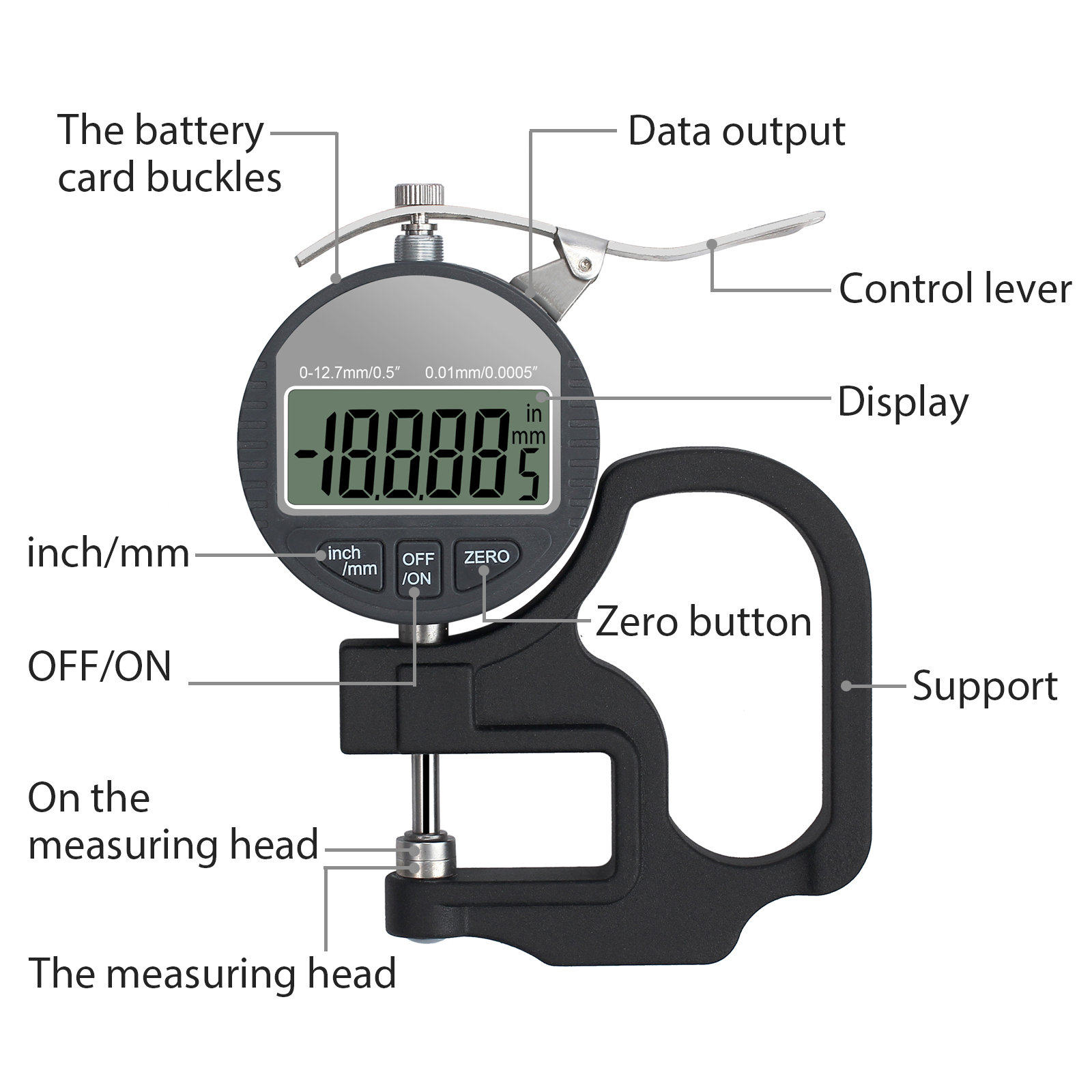 0.00050.5inch Digital Thickness Gauge Micrometer Inch/Metric