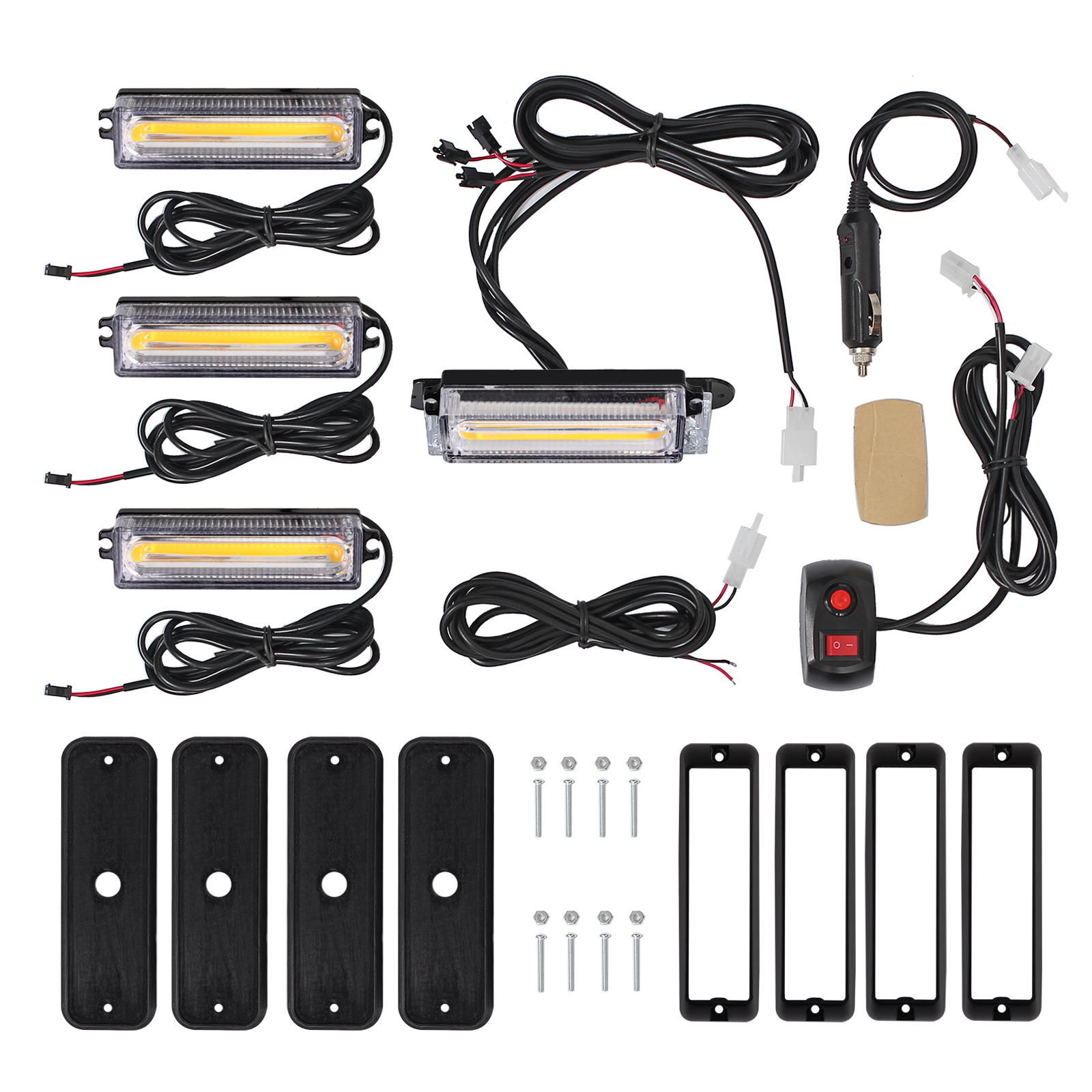 12/24V 9cm COB LED Car Flashing Light Bar Amber Emergency Warning