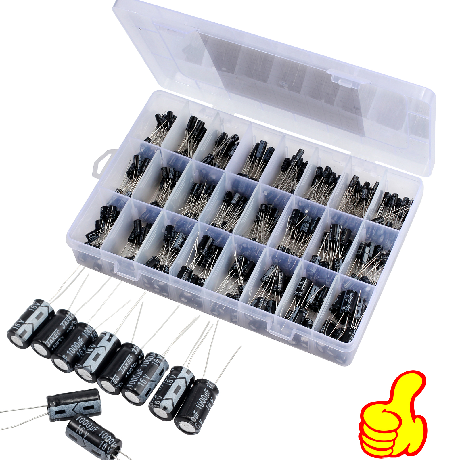 24 Values 500pcs Electrolytic Capacitor Assortment Box Kit 0.1UF-1000UF inm