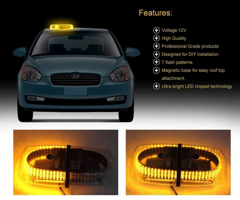 240 LED Amber Car Flashing Warning Strobe Light Recovery