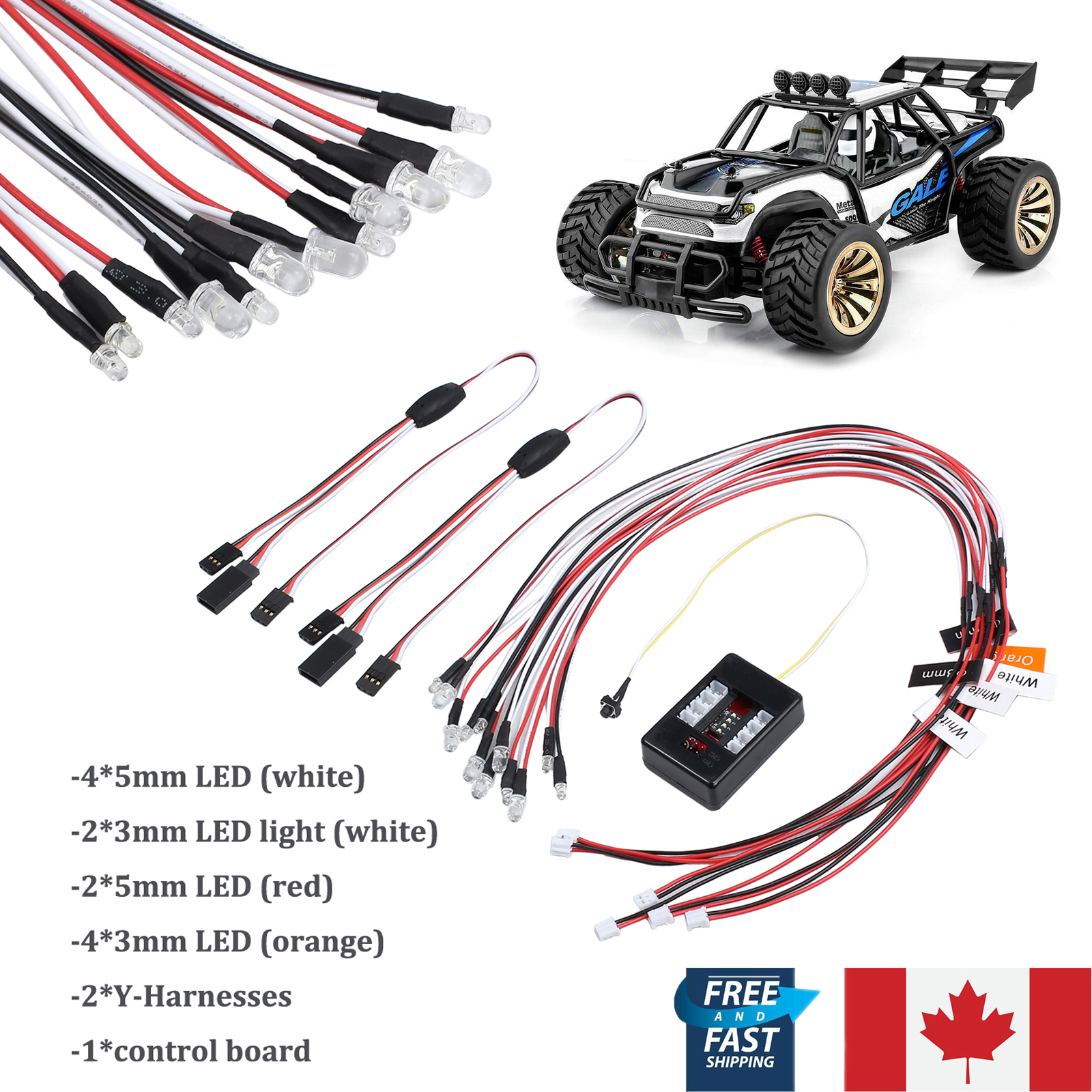 GT POWER 12 LED Flashing Head Light Lamp System Kit RC Car 1/10 U S WIY