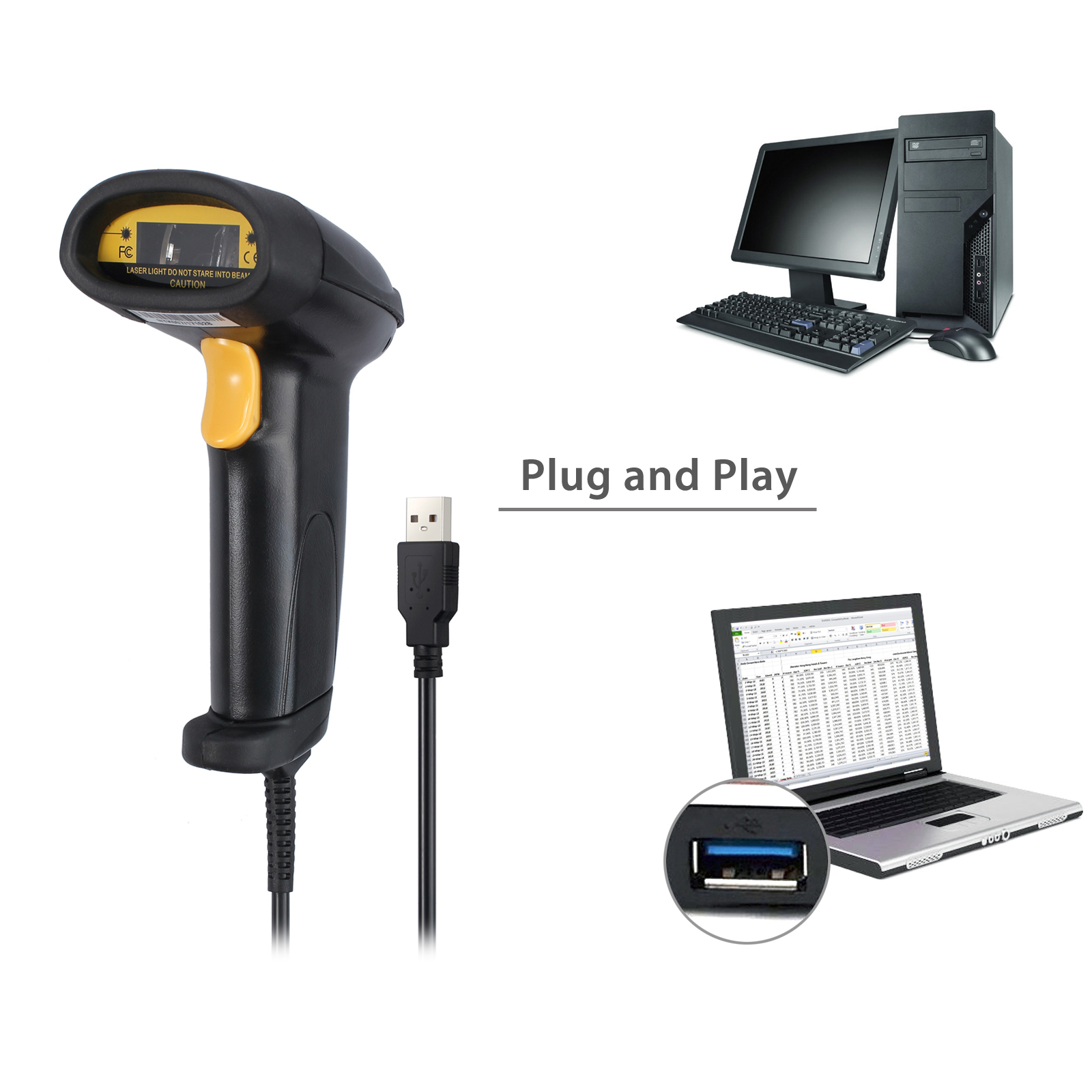 Handheld Laser Barcode Scanner for POS /Postal system EAN UPC Codaber