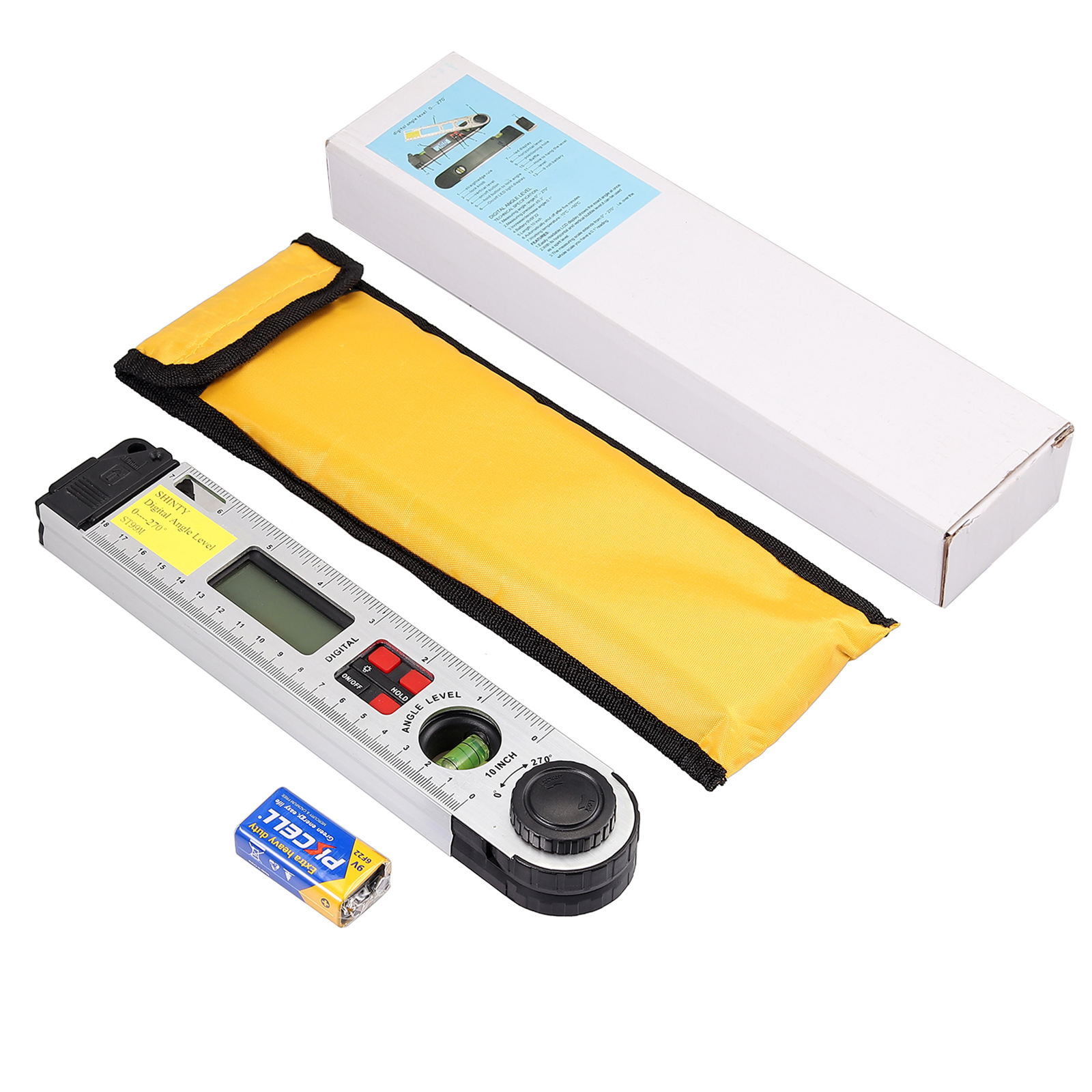 0~270° LCD Digital Angle Finder Goniometer Protractor Gauge Ruler Level Bubble