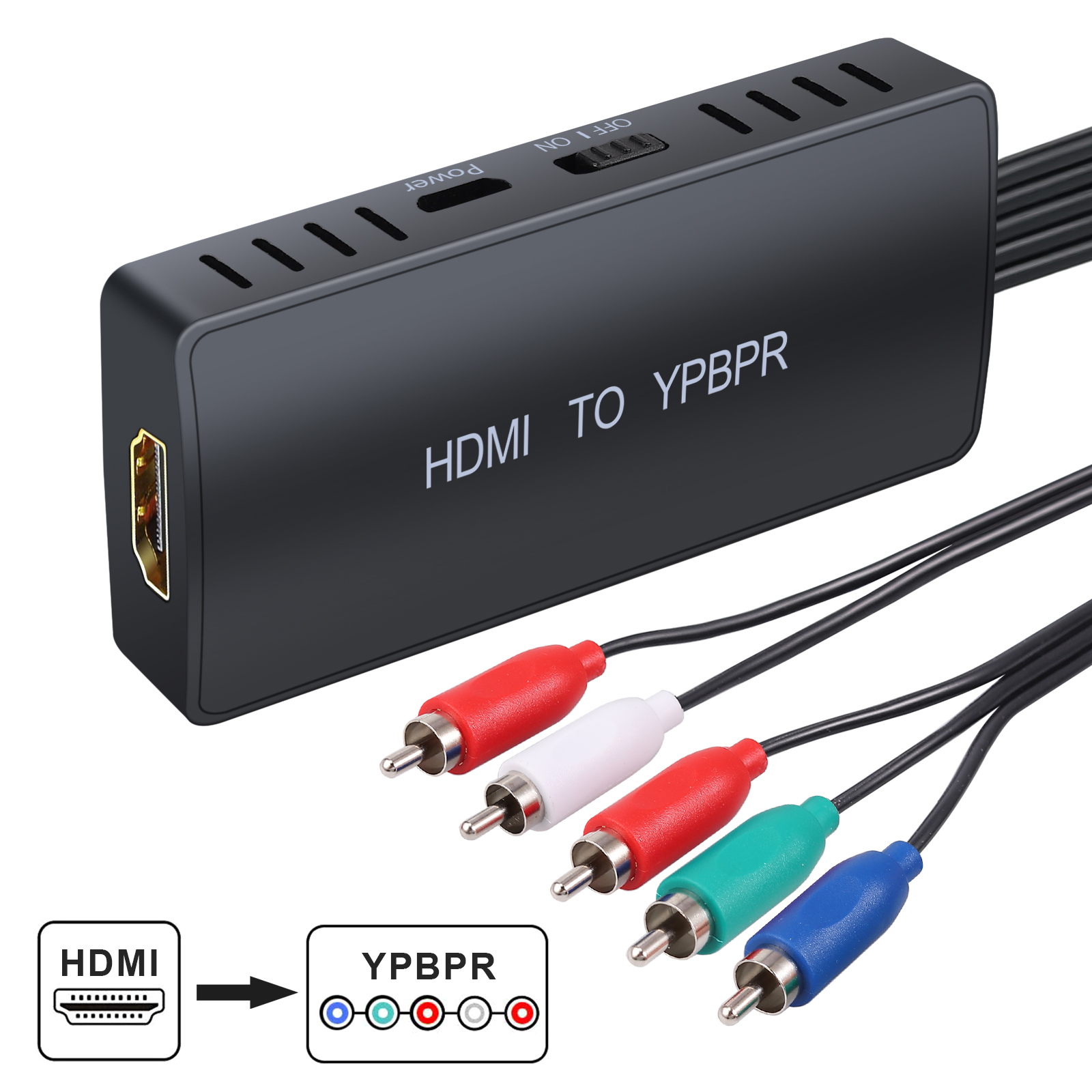 1080P HDMI to 5RCA RGB YPbPr Converter Adaptor + Video Cable For HDTV