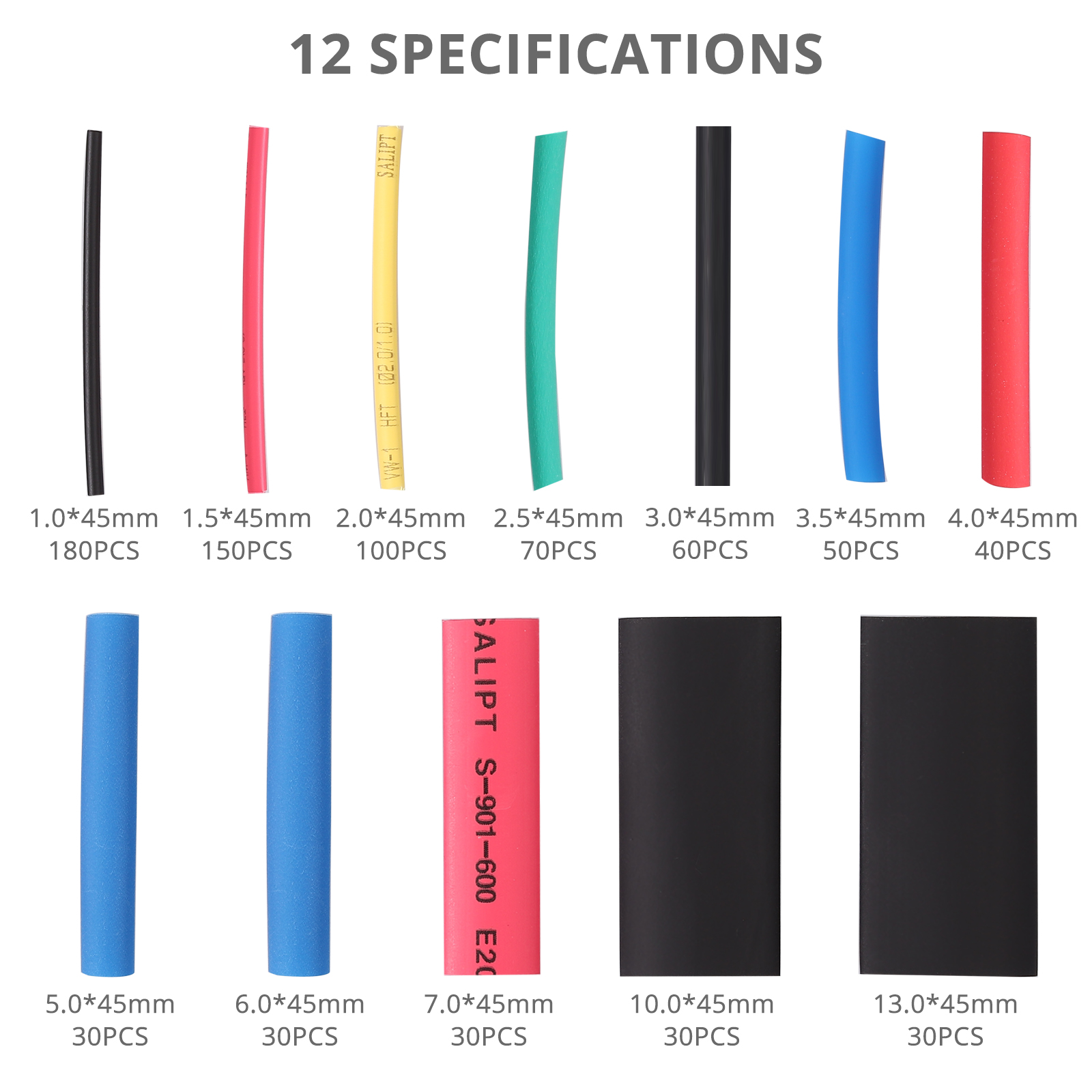 800-pcs-2-1-heat-shrink-tubing-tube-sleeving-wrap-cable-wire-5-colors-12-sizes-ebay