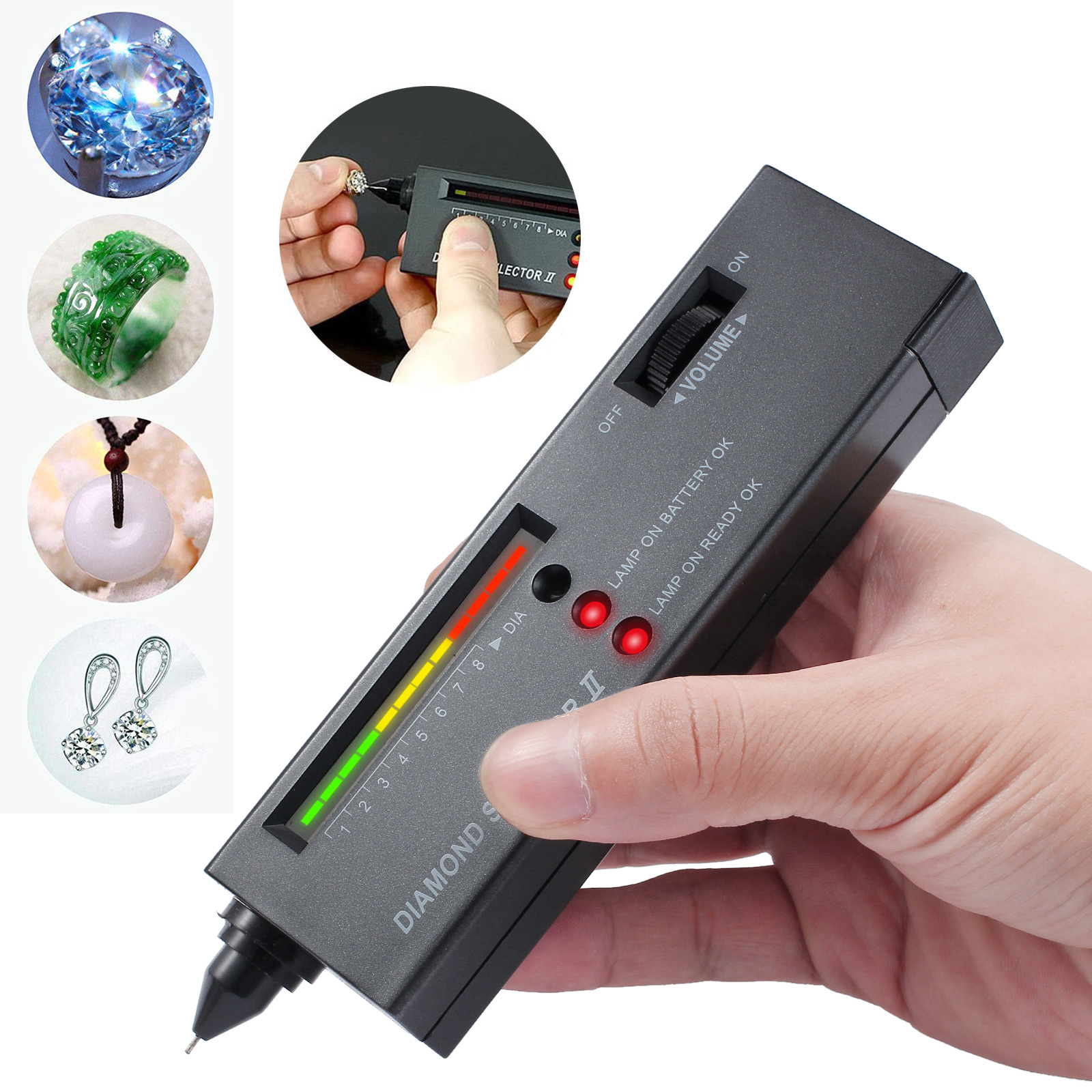 Jewelry Diamond Tester Selector Gemstone Tool Gems Test LED Audio