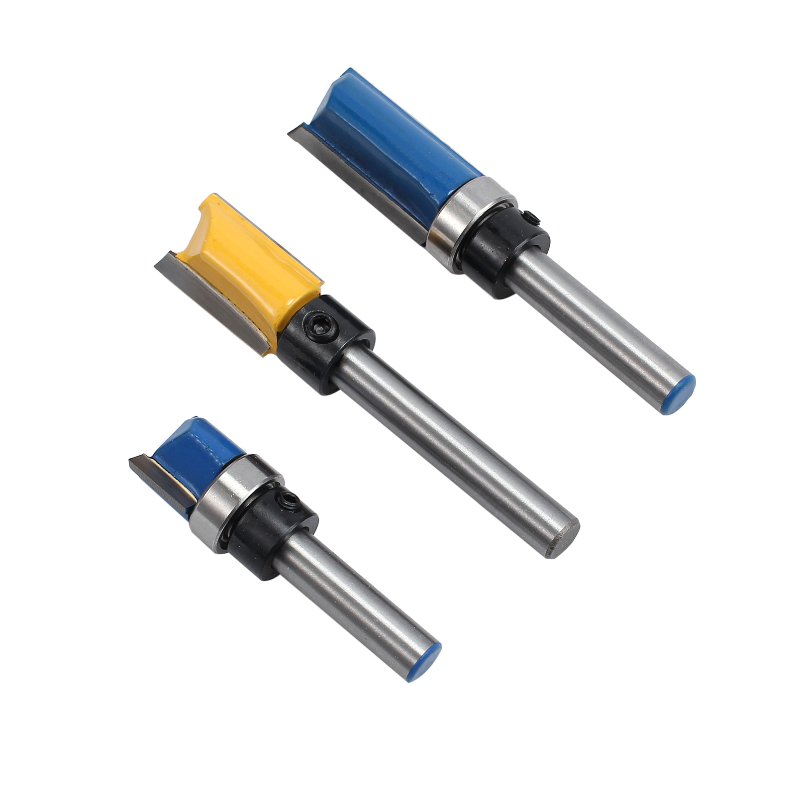 3PCS 1/4'' Shank Top Bearing Router Bit Set Flush Trim Pattern Milling