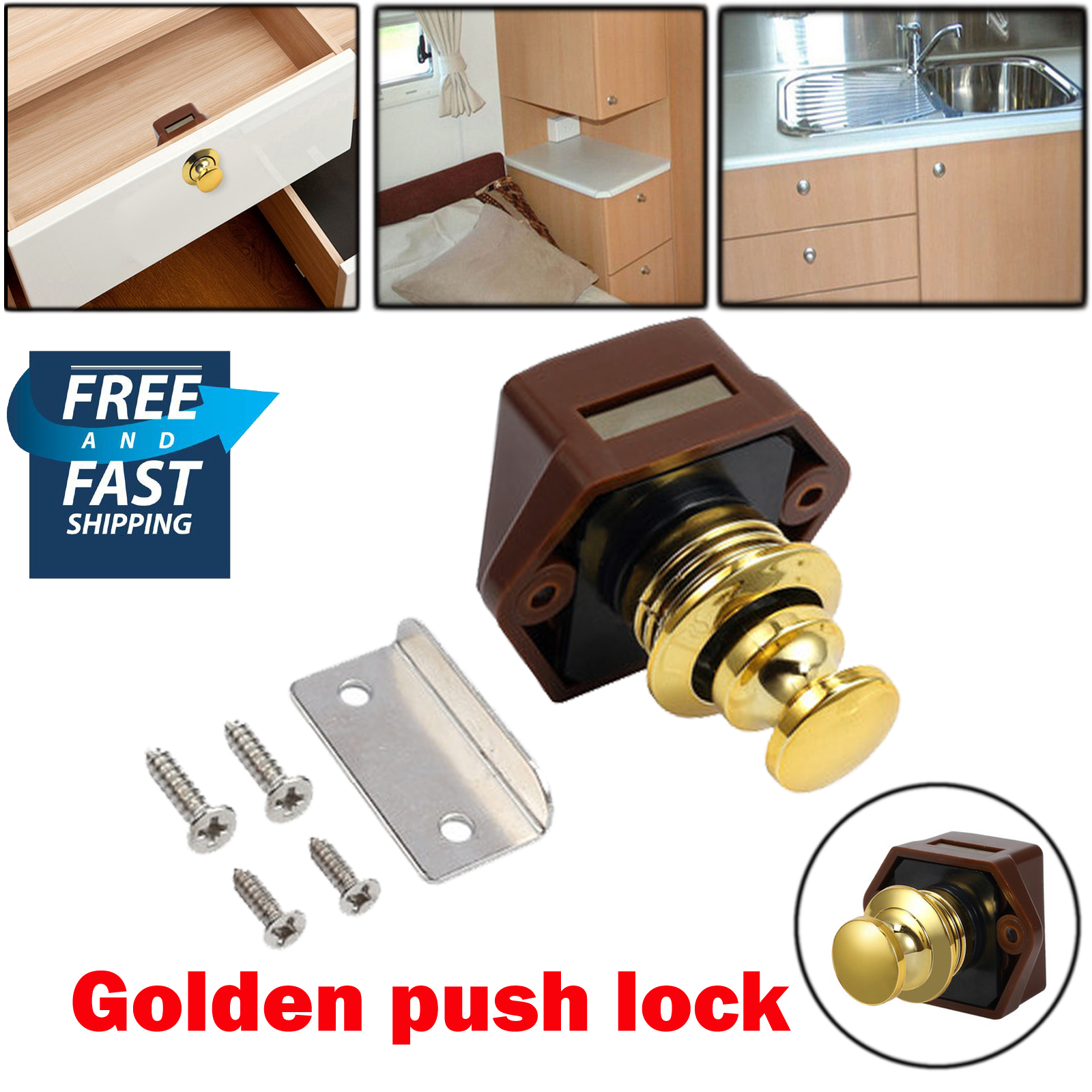 Gggarden Gggarden Push Button Latch Knob Lock For Drawer