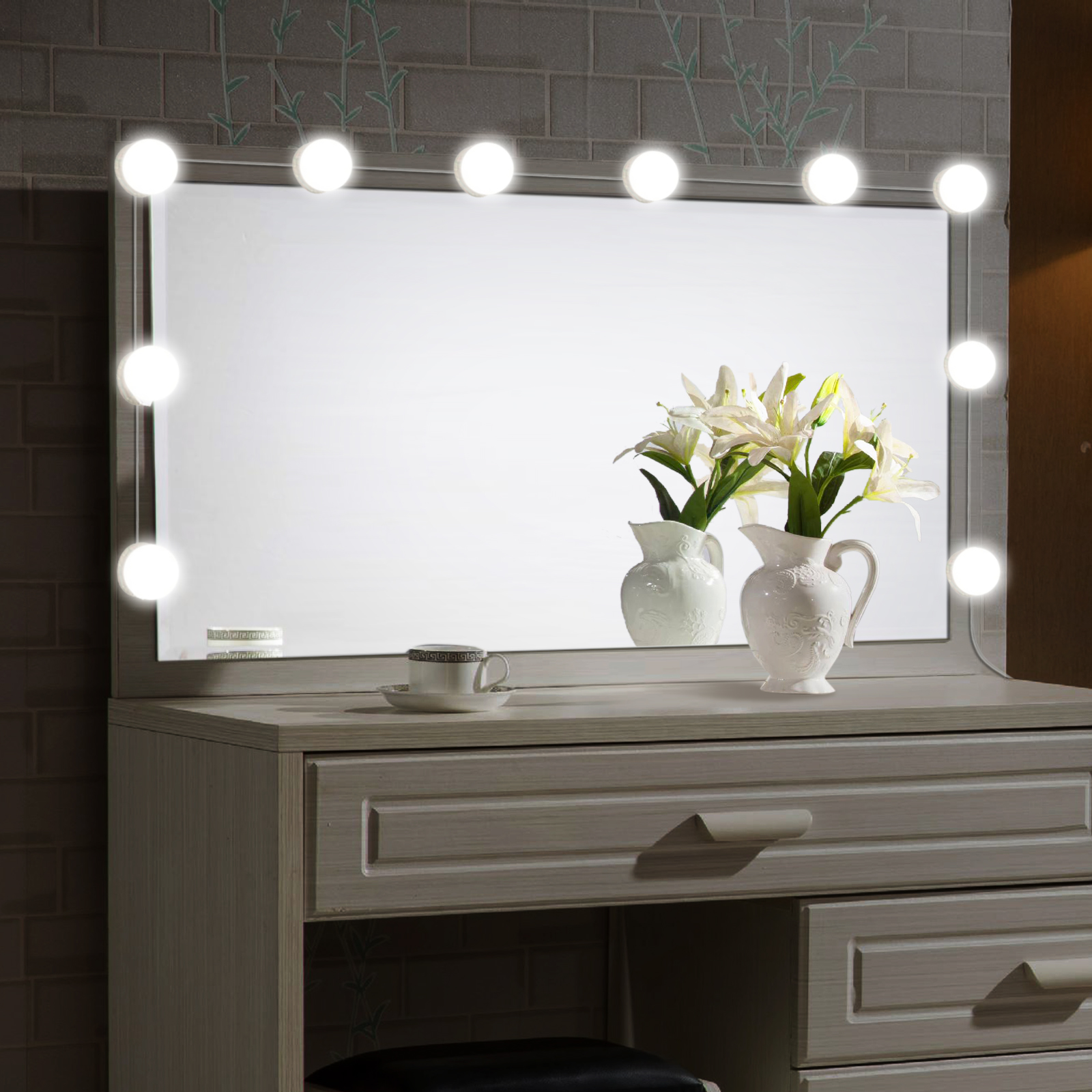 10x Hollywood Style LED Vanity Dimmable Mirror Lamp Lights Bulbs Kit